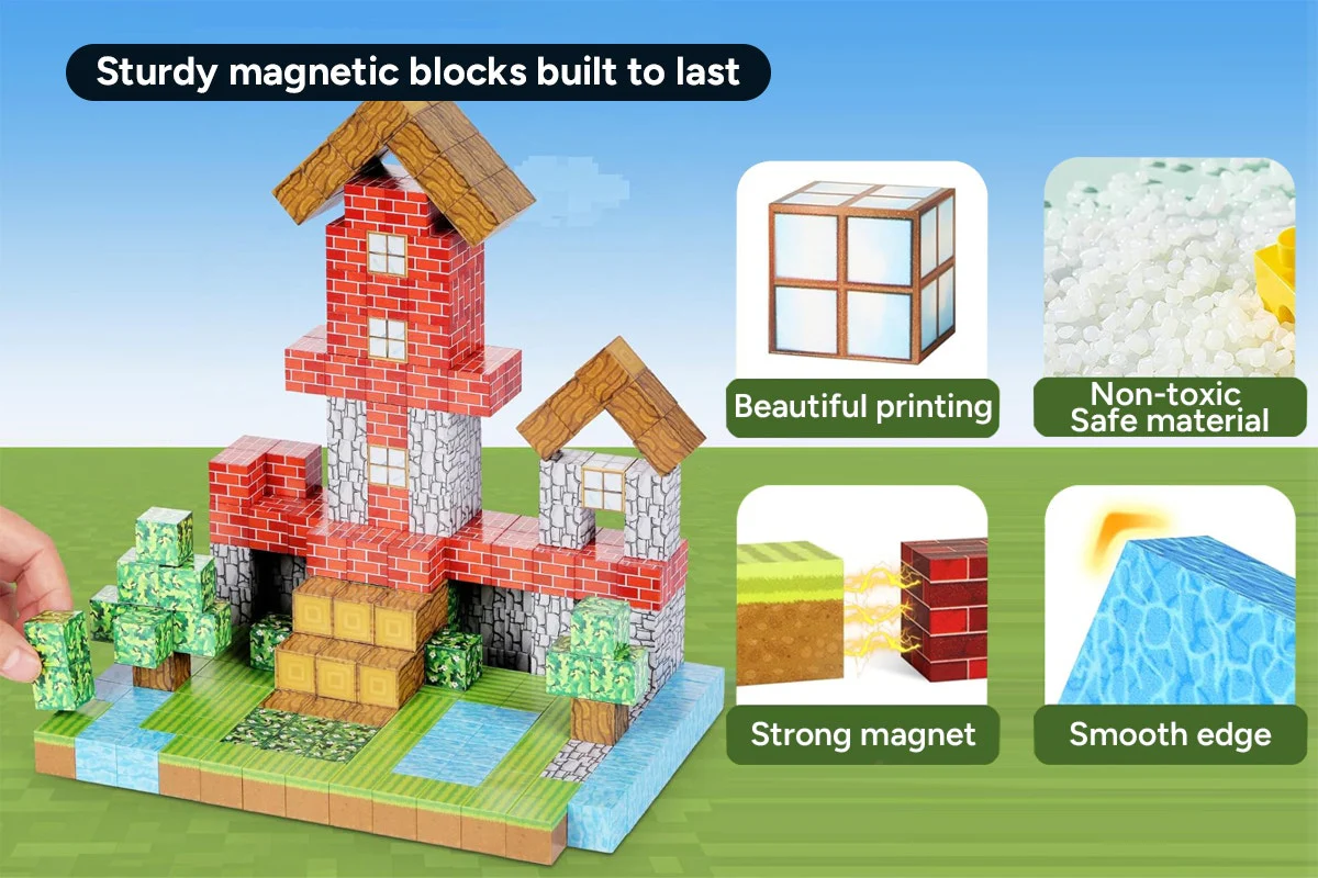 100 Piece Colorful Kids Magnetic Block Set for Creative Play - Image 5