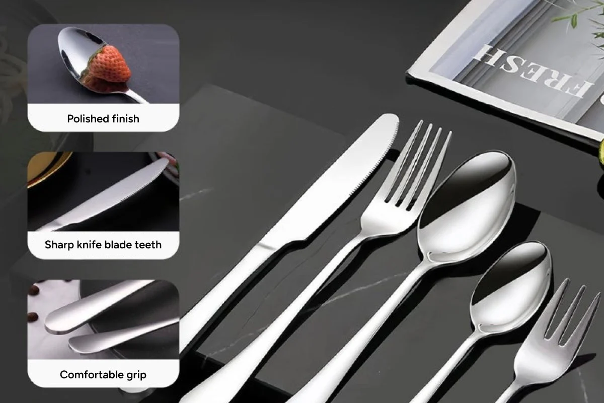30-Piece Elegant Stainless Steel Cutlery Set for Stylish Dining - Image 5