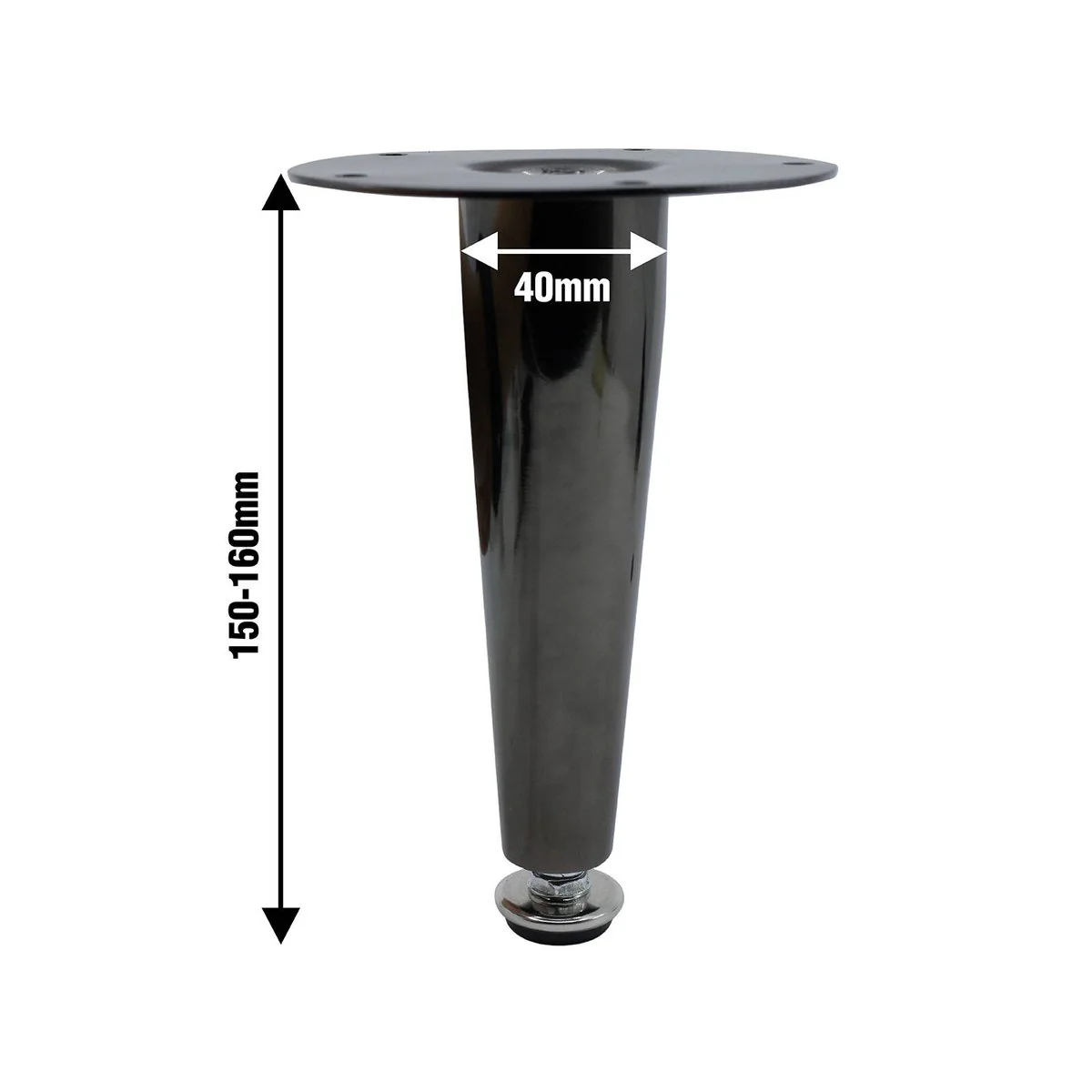 Adoored 150mm Black Nickel Tapered Metal Legs - Durable Steel - Easy Install - Image 2