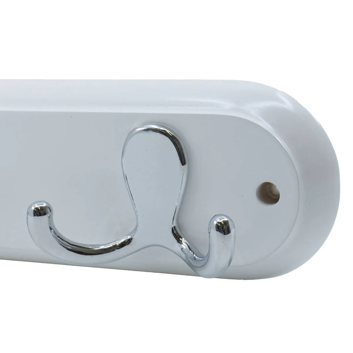 Adoored 2 Double Chrome Hook Rack - 225mm x 70mm x 70mm - White/Chrome - Durable - Image 3