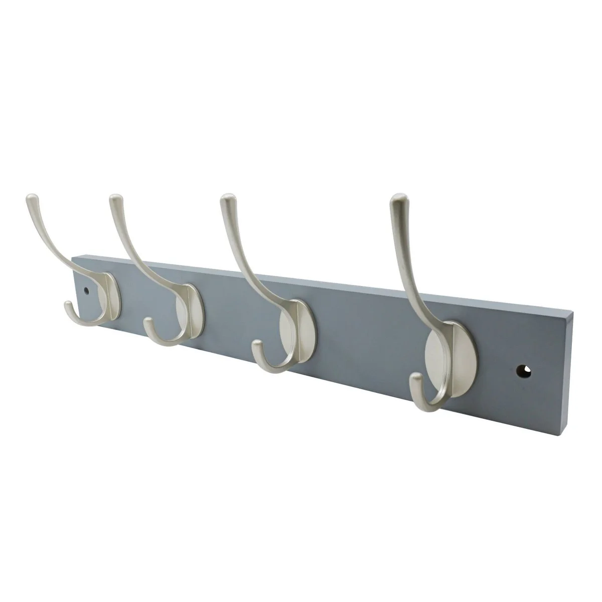 Adoored 4 Double Silver Hook Grey Board Deco Hook Rack - 455mm x 65mm x 145mm - Durable Timber & Steel - Easy Installation - Image 2