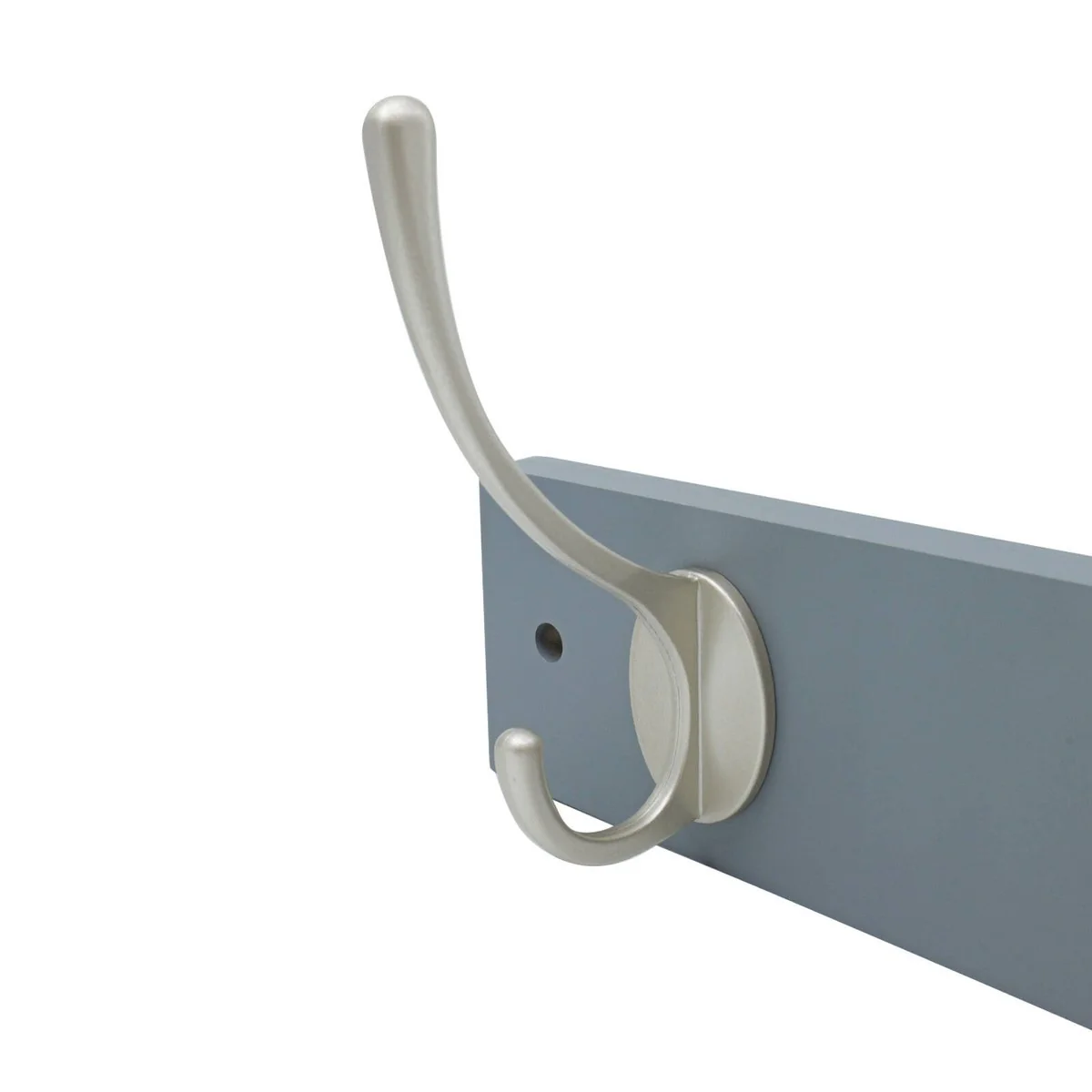 Adoored 4 Double Silver Hook Grey Board Deco Hook Rack - 455mm x 65mm x 145mm - Durable Timber & Steel - Easy Installation - Image 3