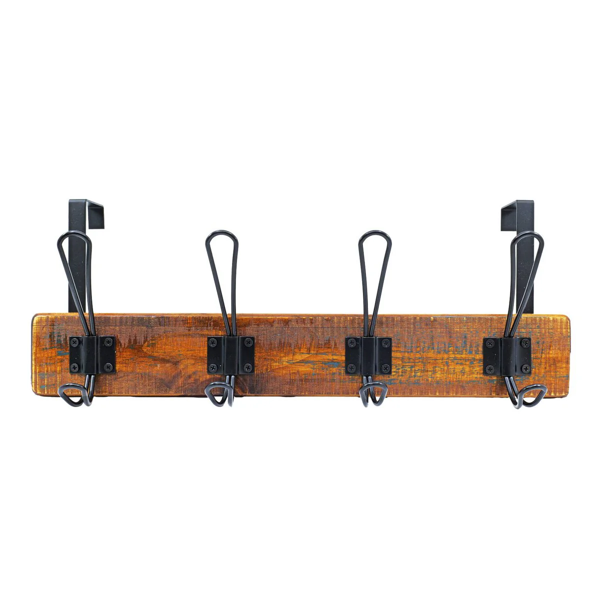 Adoored 4 Hook Rustic Over the Door Rack - 450mm - Black - Easy Installation - Image 2