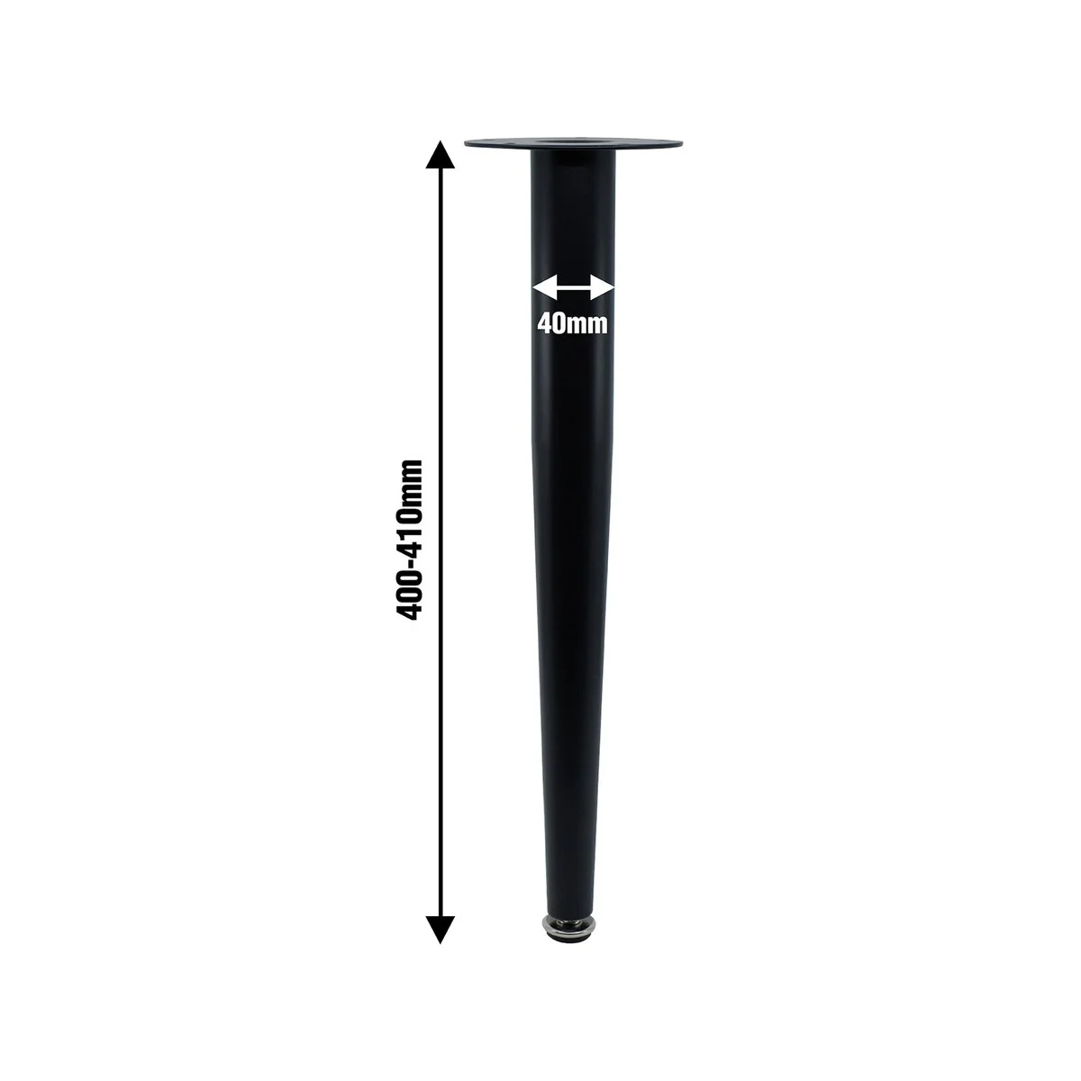 Adoored 400mm Black Tapered Metal Leg - Steel - Easy Installation - Durable - Image 2