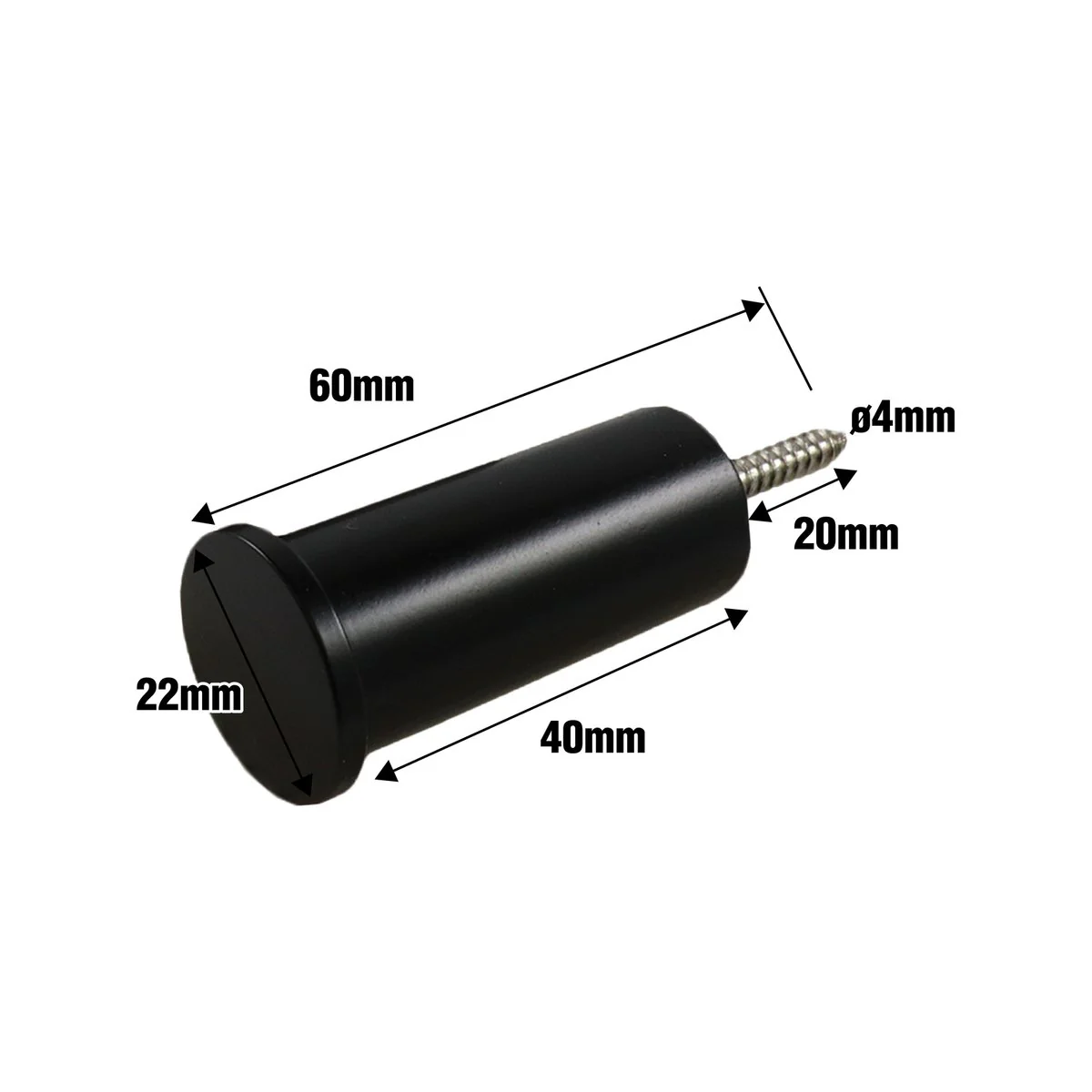 Adoored Black Stud Bino Deco Hook 3 Pack - 22mm x 64mm - Black - Image 3