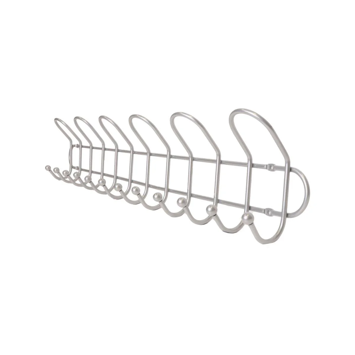 Adoored Decorative Hook Rack - 6 Hooks - Satin Chrome - Easy Installation