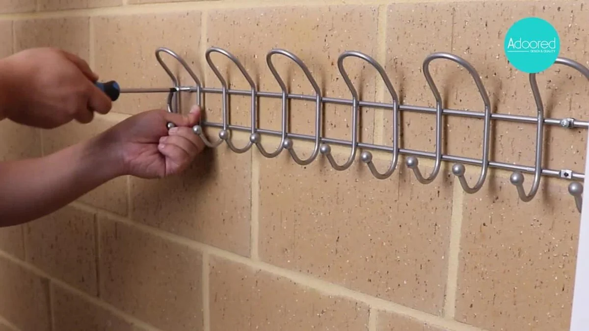 Adoored Decorative Hook Rack - 6 Hooks - Satin Chrome - Easy Installation - Image 5