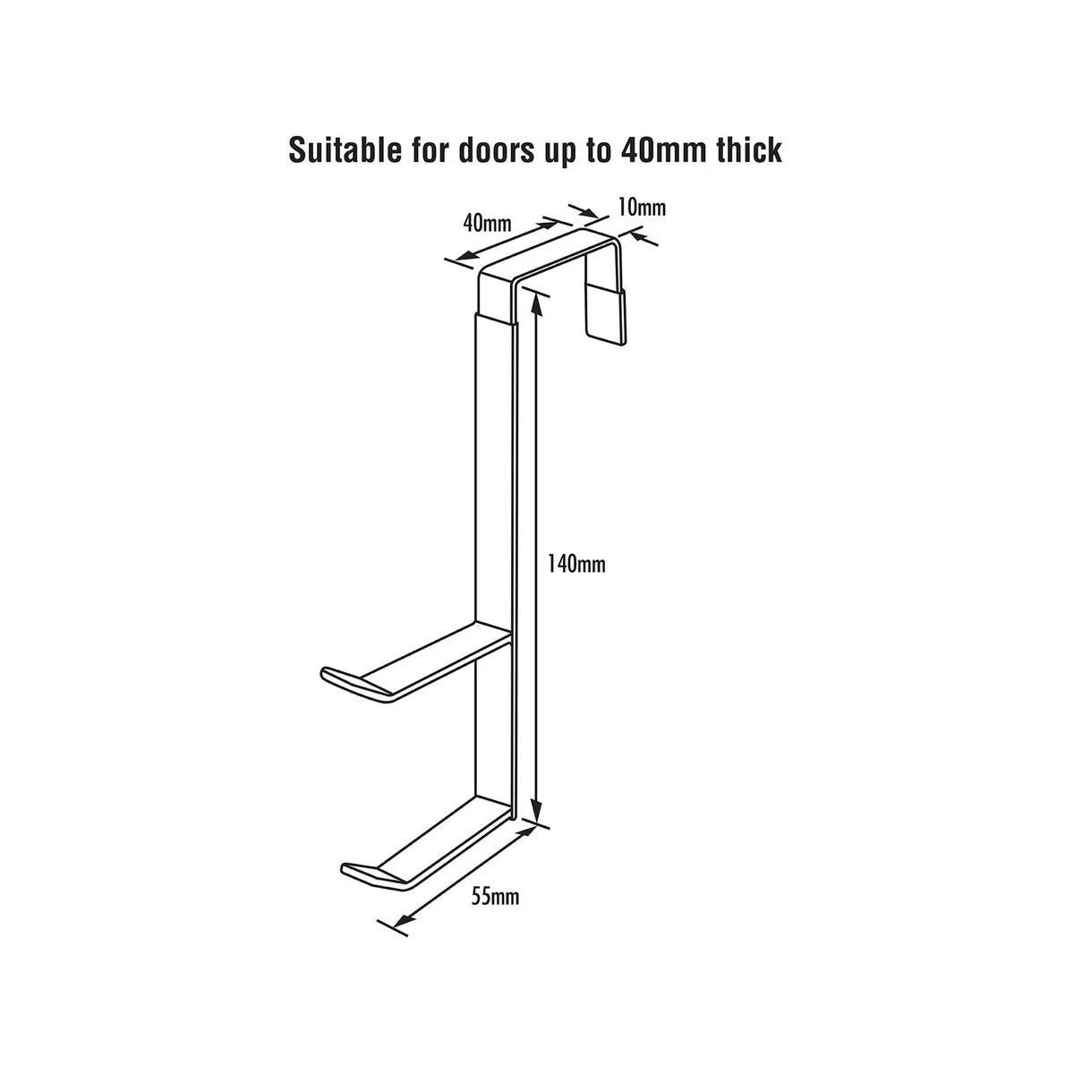 Adoored Double Over the Door Deco Hook - 100mm x 145mm - White - Easy Installation - Image 2