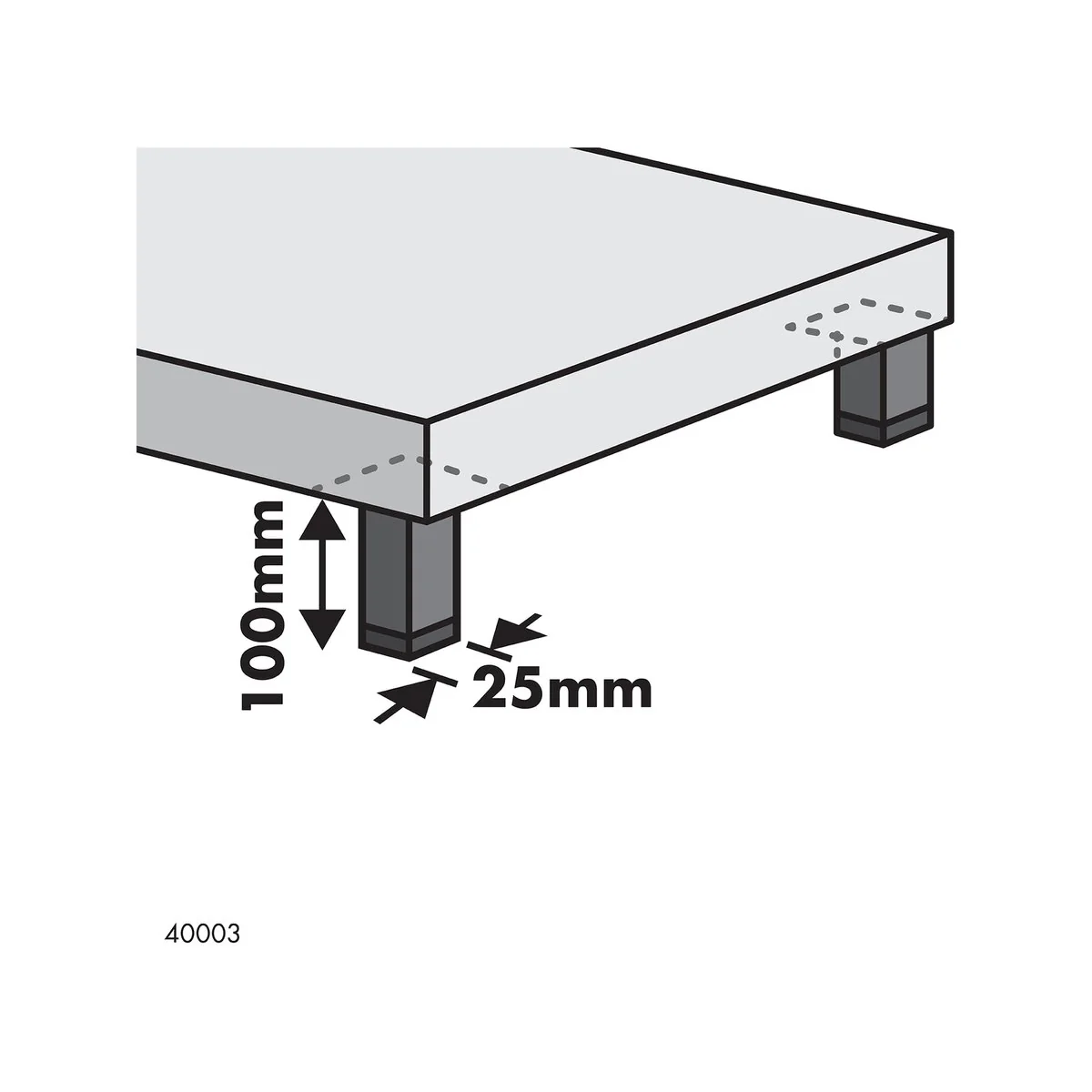 Adoored Furniture Leg - 100mm x 25mm x 25mm - Steel - Black Finish - Image 3
