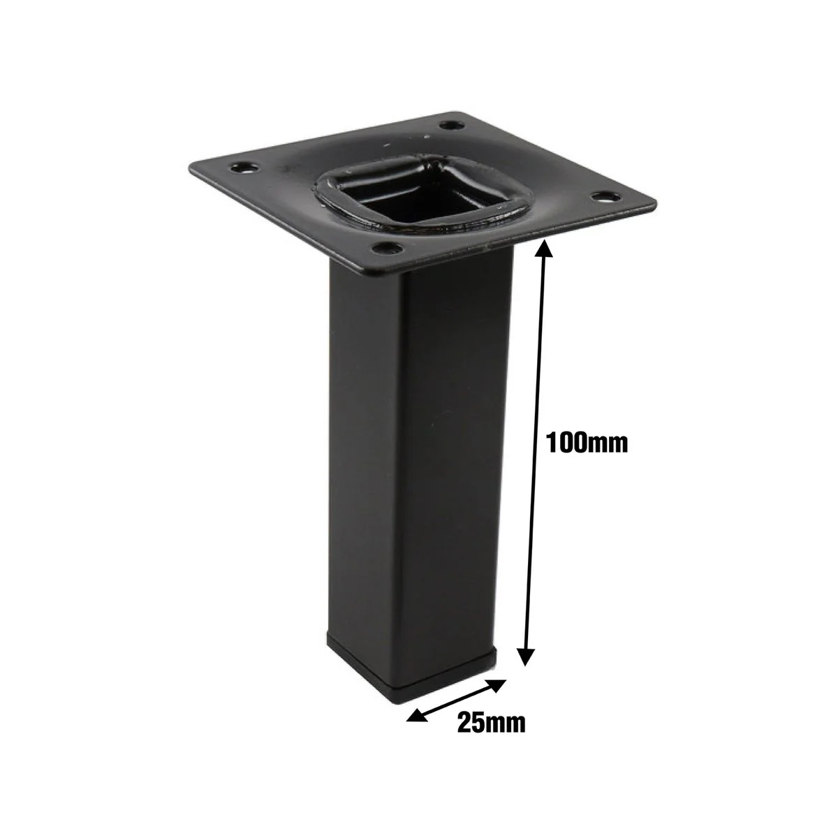 Adoored Furniture Leg - 100mm x 25mm x 25mm - Steel - Black Finish - Image 4