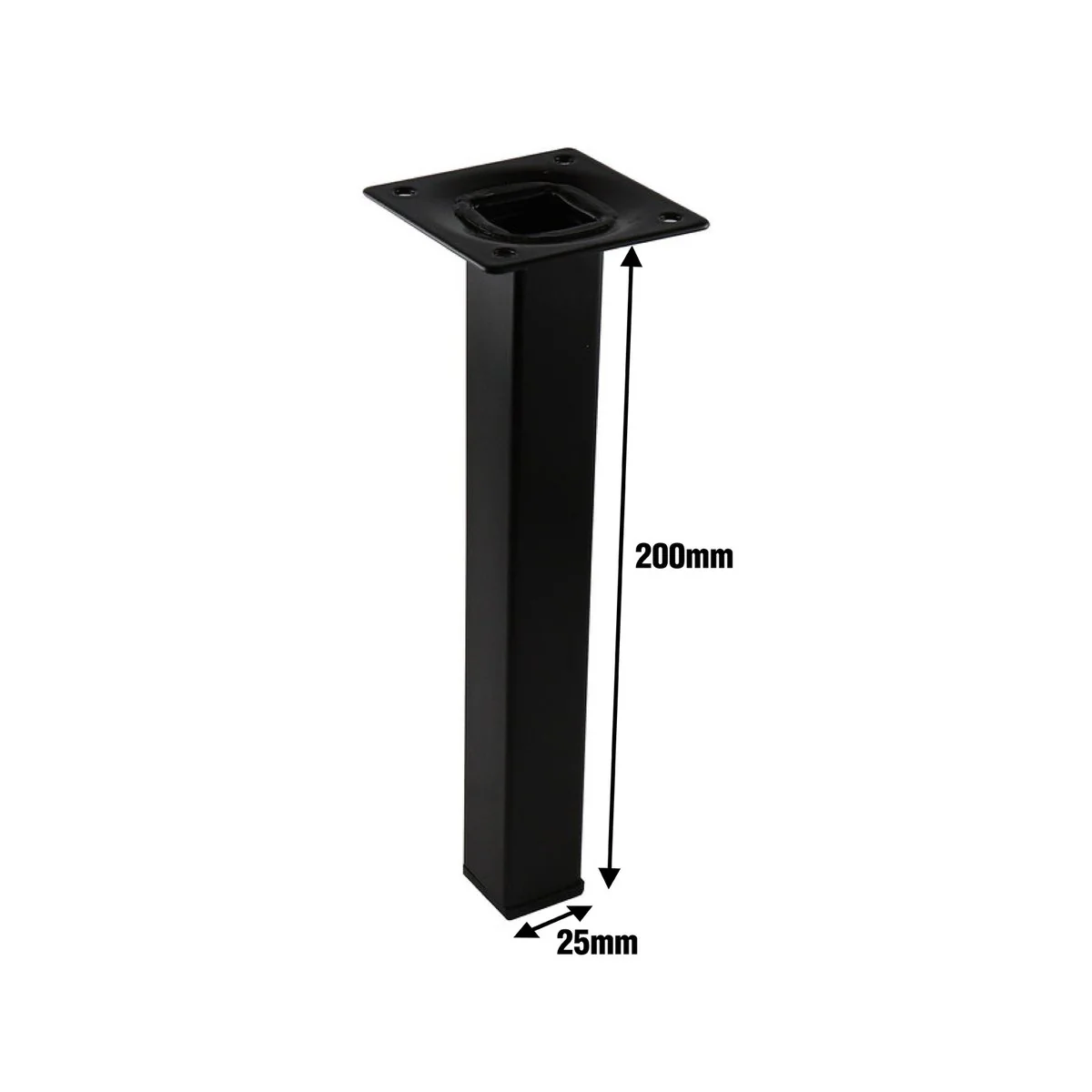 Adoored Furniture Leg - 25 x 25 x 200mm - Steel - Black Finish - Image 5