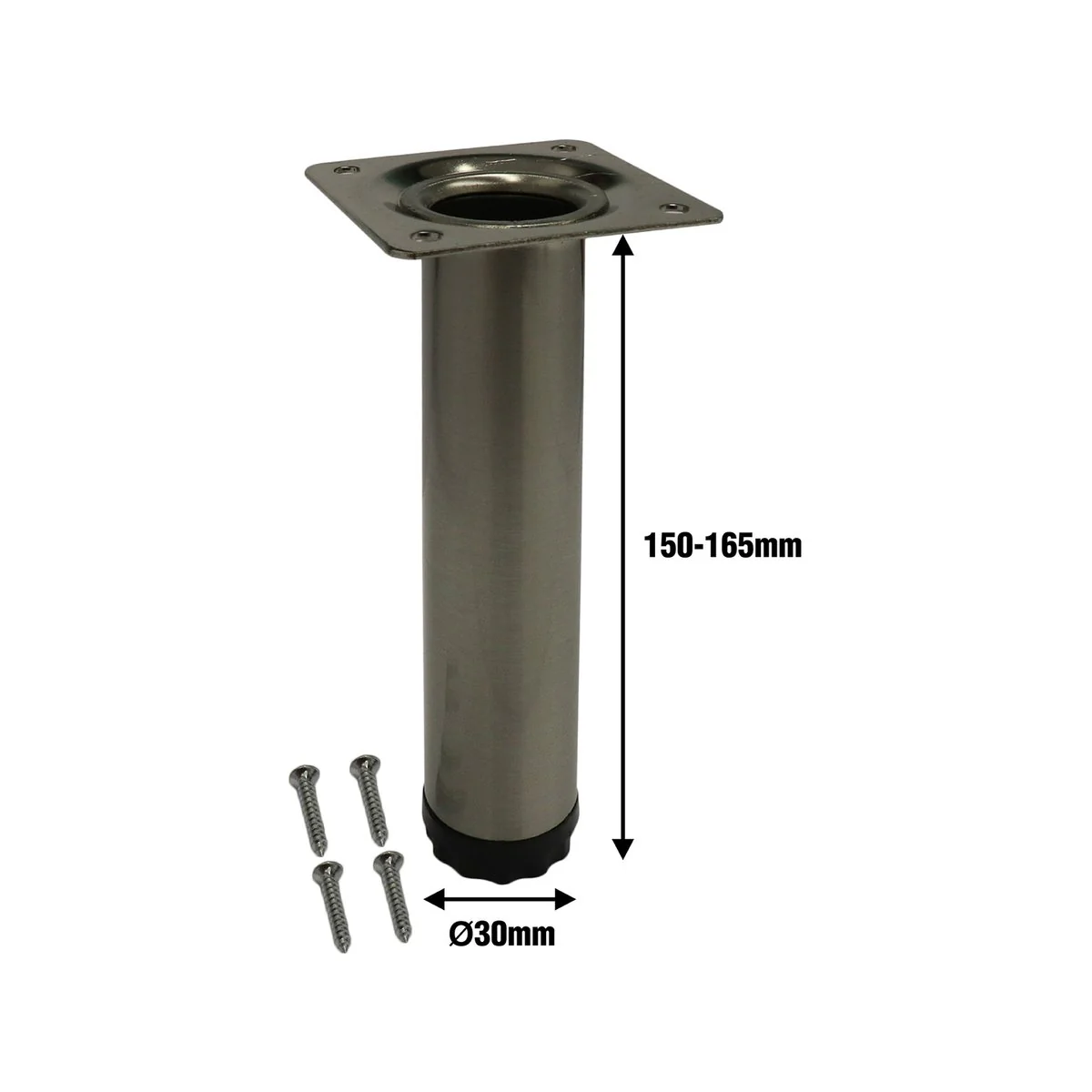 Adoored Furniture Leg - 30 x 150mm - Steel - Brushed Nickel - Image 3