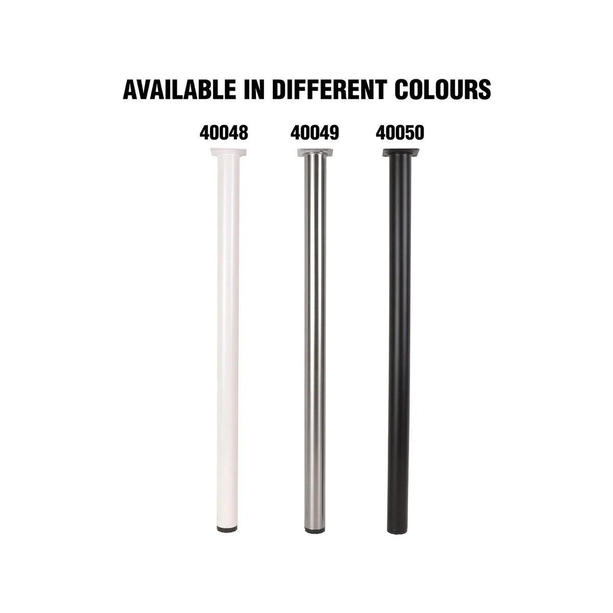 Adoored Black Metal Round Furniture Leg 40mm x 710mm - 1 Pack - Image 4