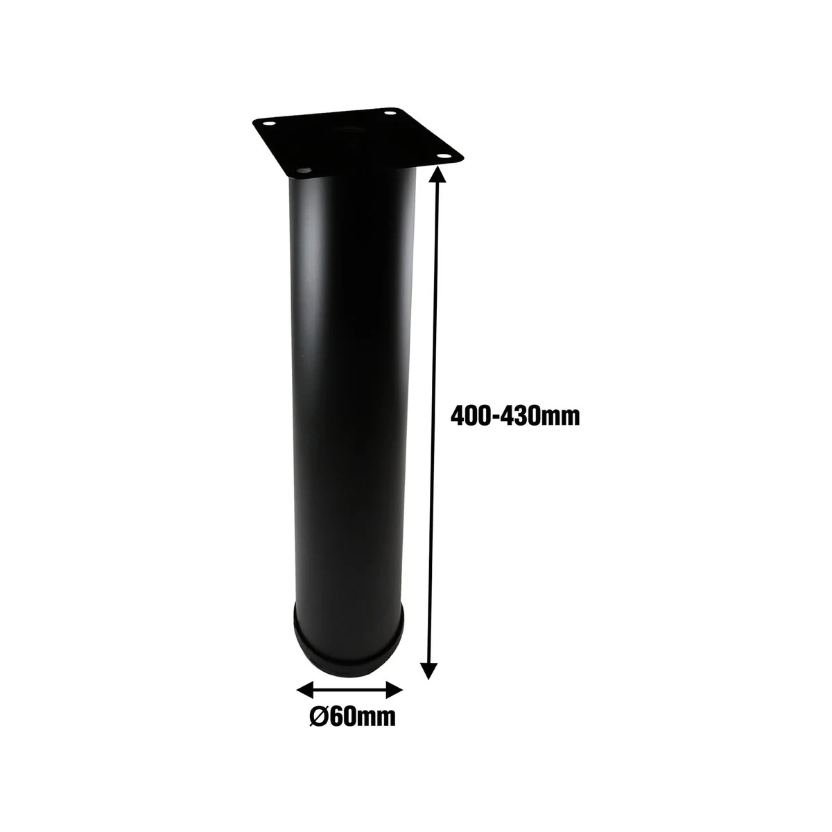 Adoored Black Metal Round Leg Furniture 60 x 400mm - 1 Pack - Image 2