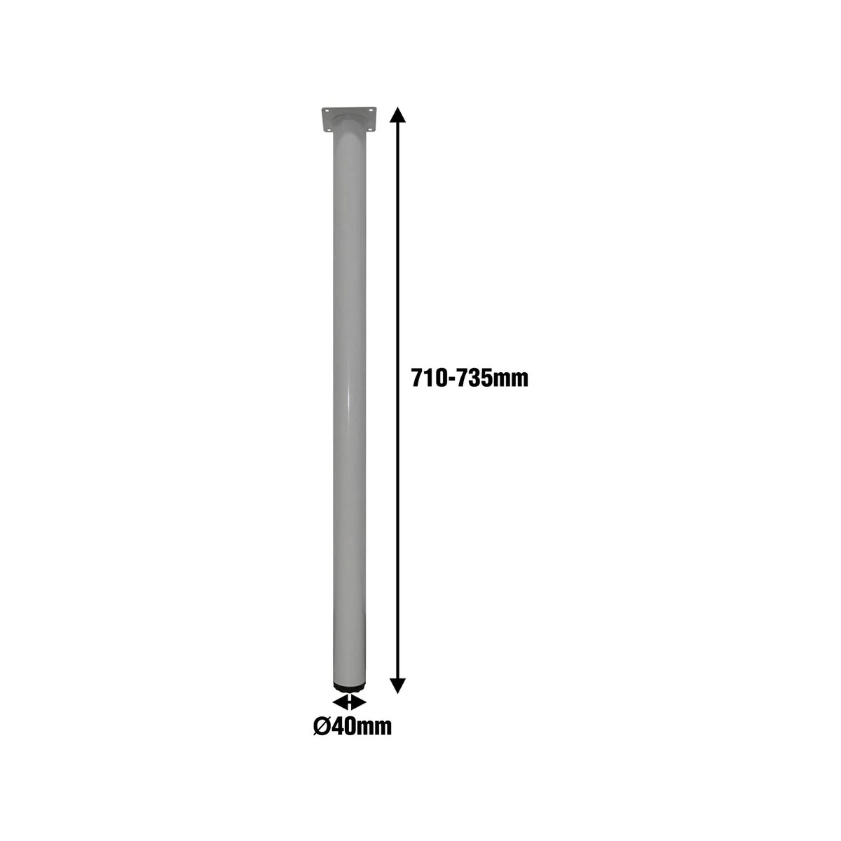 Adoored 40 x 710mm White Round Adjustable Metal Furniture Leg - Image 3