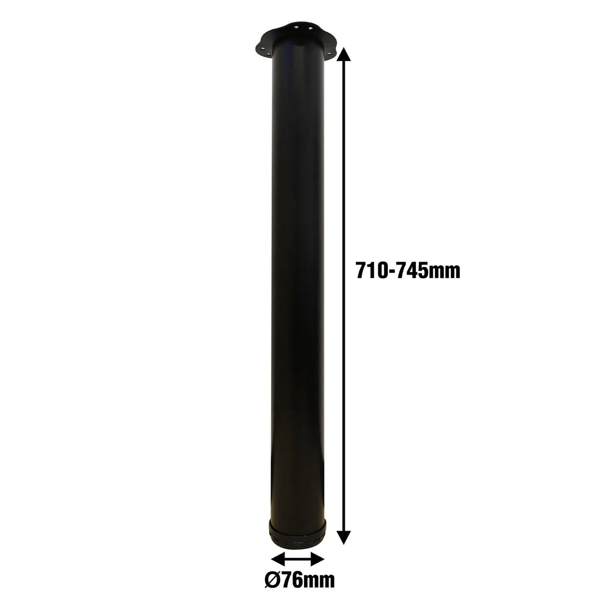Adoored Black Round Adjustable Furniture Leg 76 x 710mm - 1 Pack - Image 2