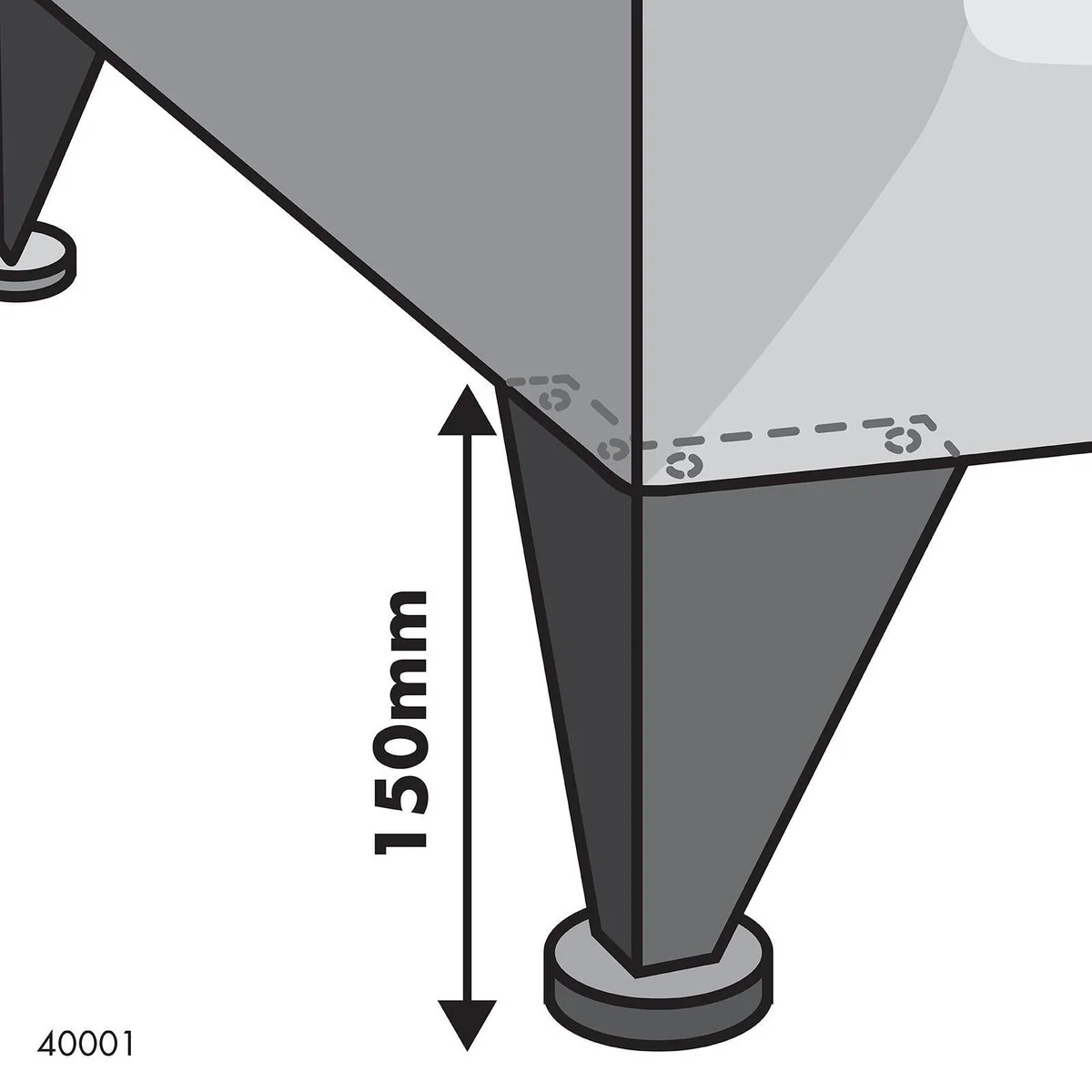 Adoored Furniture Leg Black - 150mm - Steel - Angled Design - Image 4