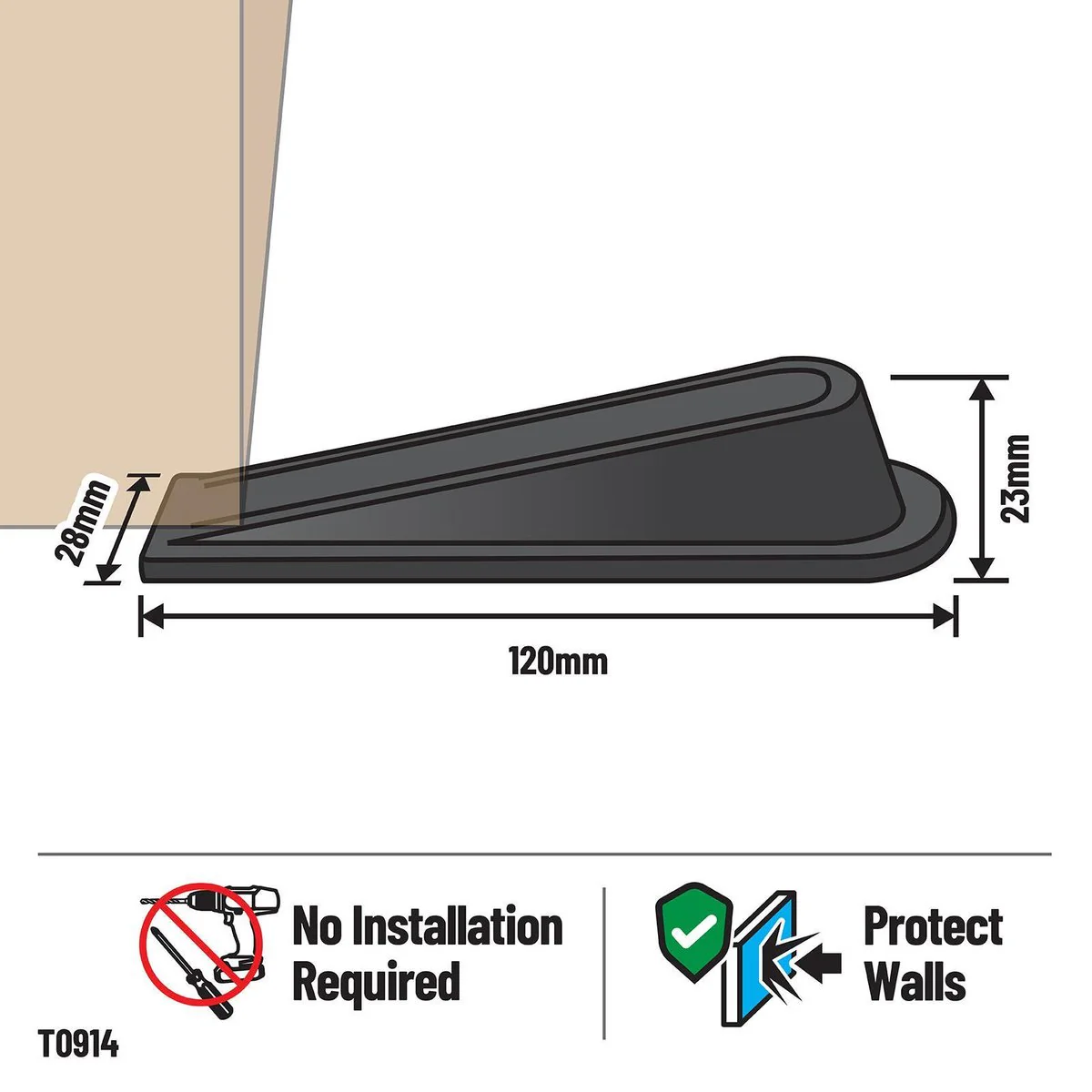 Adoored Large Door Wedge - 120mm - Rubber - Weather Resistant - Image 3