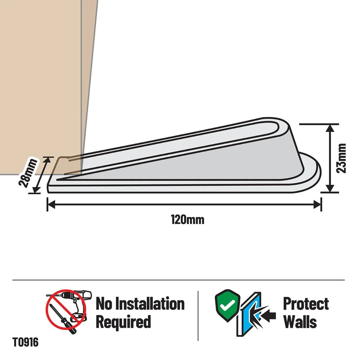 Adoored Large Door Wedge - 44mm x 120mm - Rubber - Interior Use - Image 3