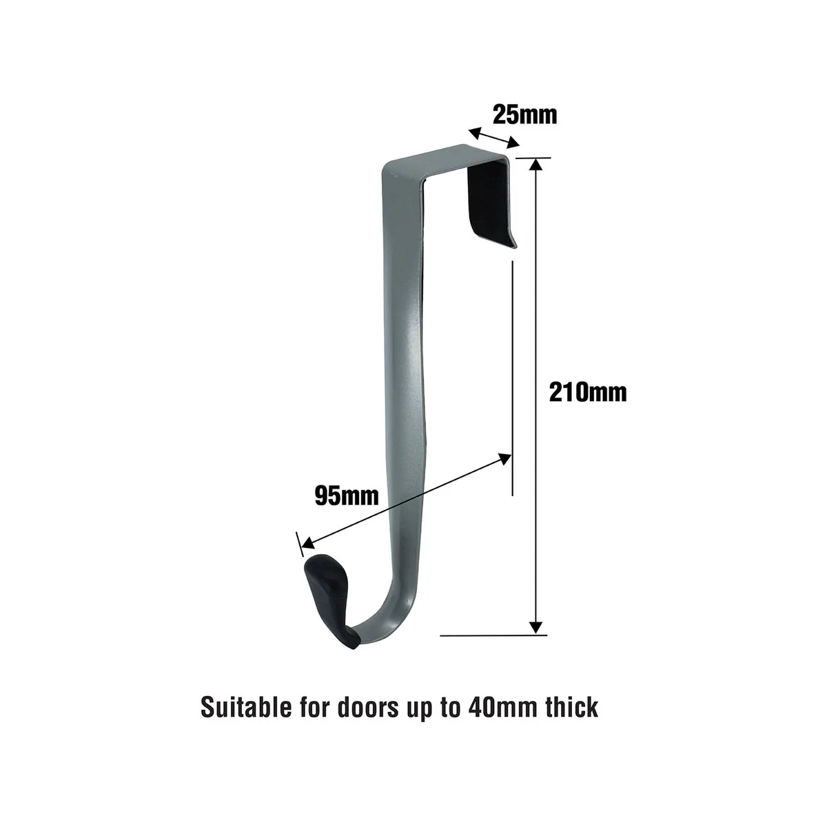 Adoored Satin Chrome Over the Door Hook - 25mm x 210mm x 95mm - Easy Installation - Image 4