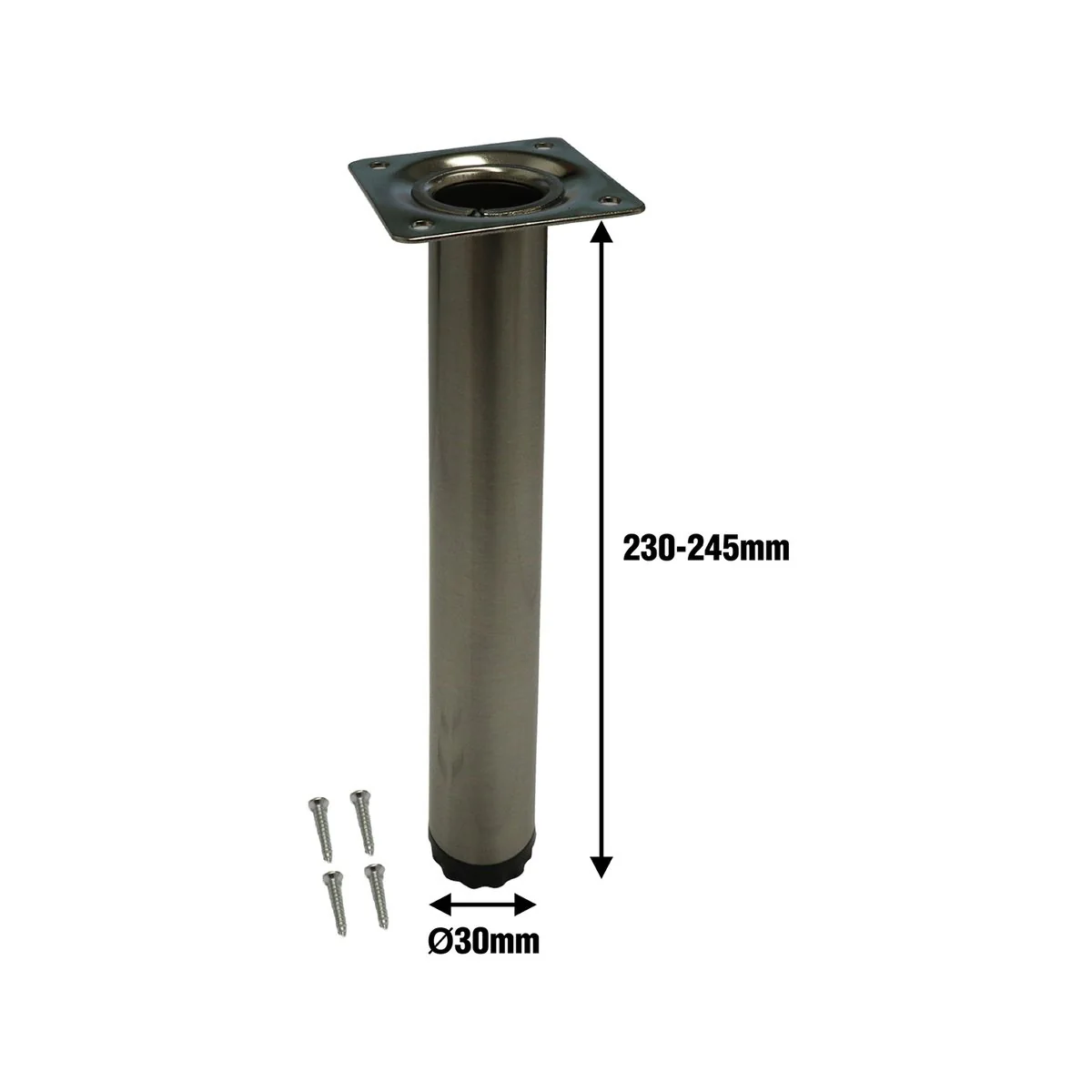 Adoored Table Leg - 30 x 230mm - Steel - Brushed Nickel - Image 4