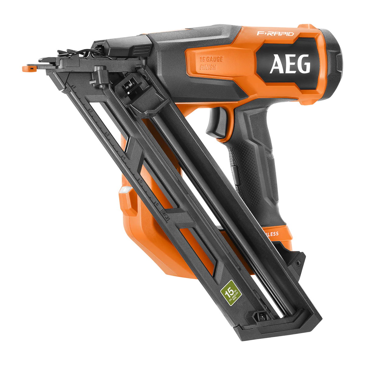 AEG 18V F-RAPID 15GA DA Angled Brad Nailer Skin - 110 Nails Capacity - 2.8kg