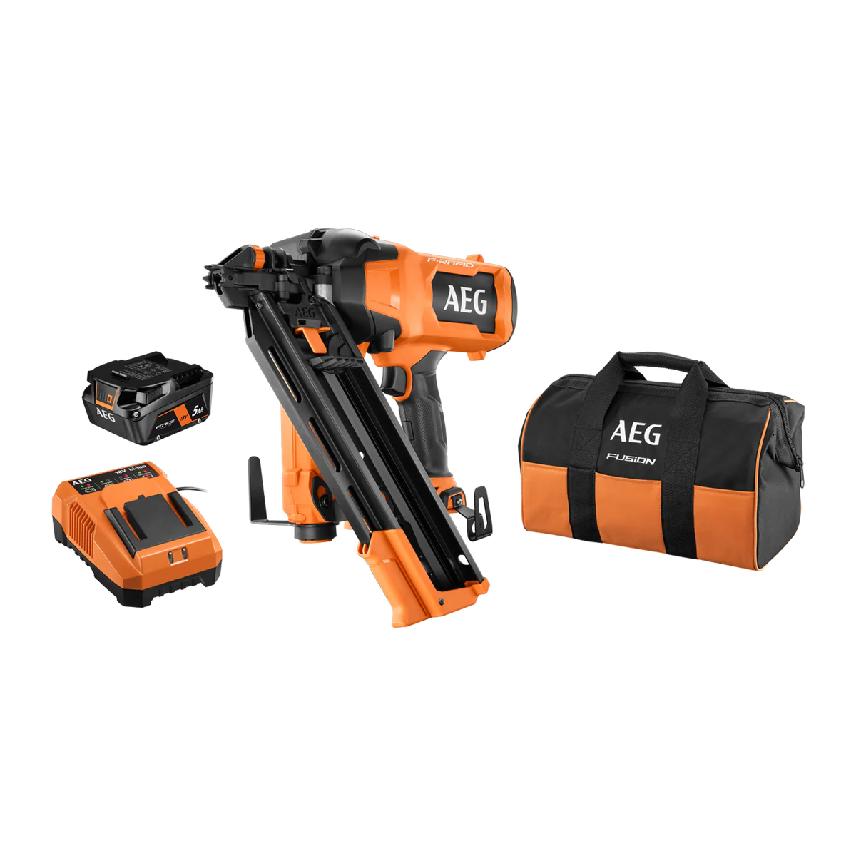 AEG 18V F-RAPID Framing Nailer Kit - 10GA 30°-34° - 5Ah Battery - 3 Nails/Second