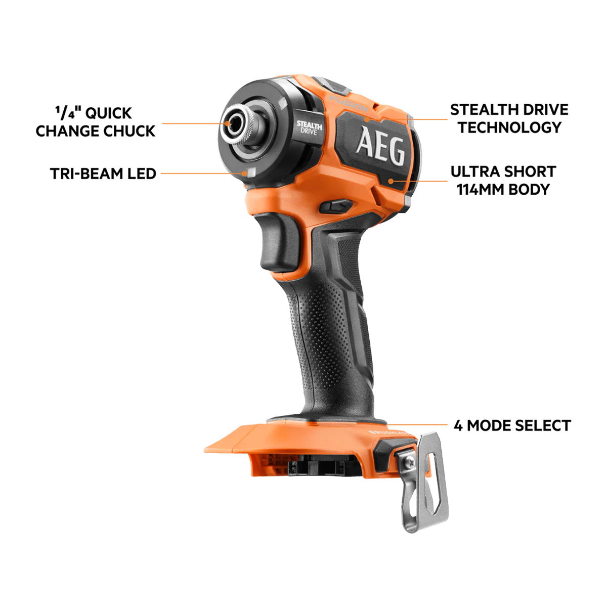 AEG 18V Fusion Stealth Impact Driver Skin - 114mm - Low Vibration - Image 2