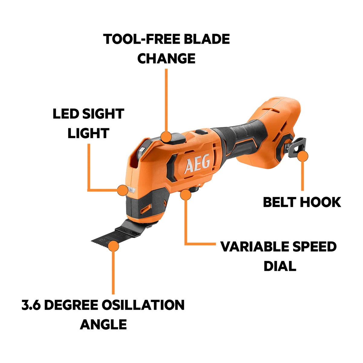 AEG 18V Multi-Tool - 355mm - Tool-Free Blade Change - Variable Speed - Image 2