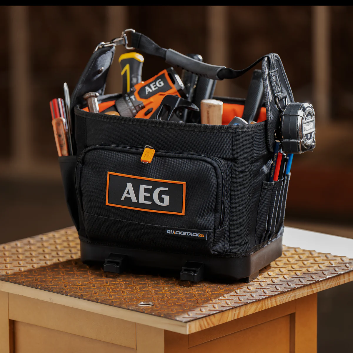 AEG Quickstack 2.0 Half Size Open Tote Tool Bag - 250mm x 350mm x 300mm - Durable, Waterproof, Organised Storage - Image 5