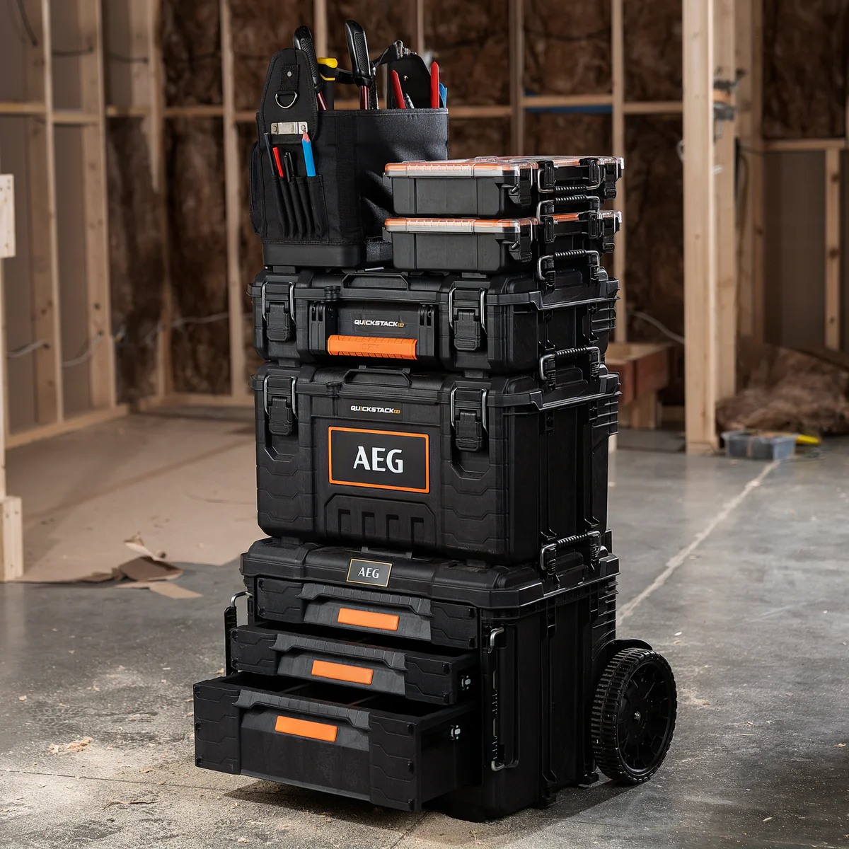 AEG Quickstack 2.0 Medium Toolbox - 568mm x 350mm x 309mm - Durable Storage Solution - Image 2