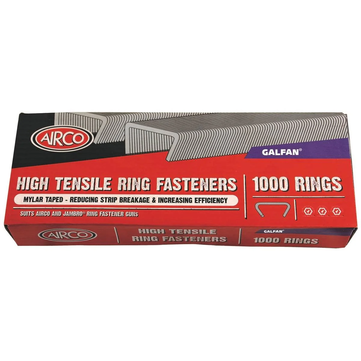 Airco 19mm High Tensile Galvanised Ring Fasteners - 100 Pack - Zinc/Aluminium