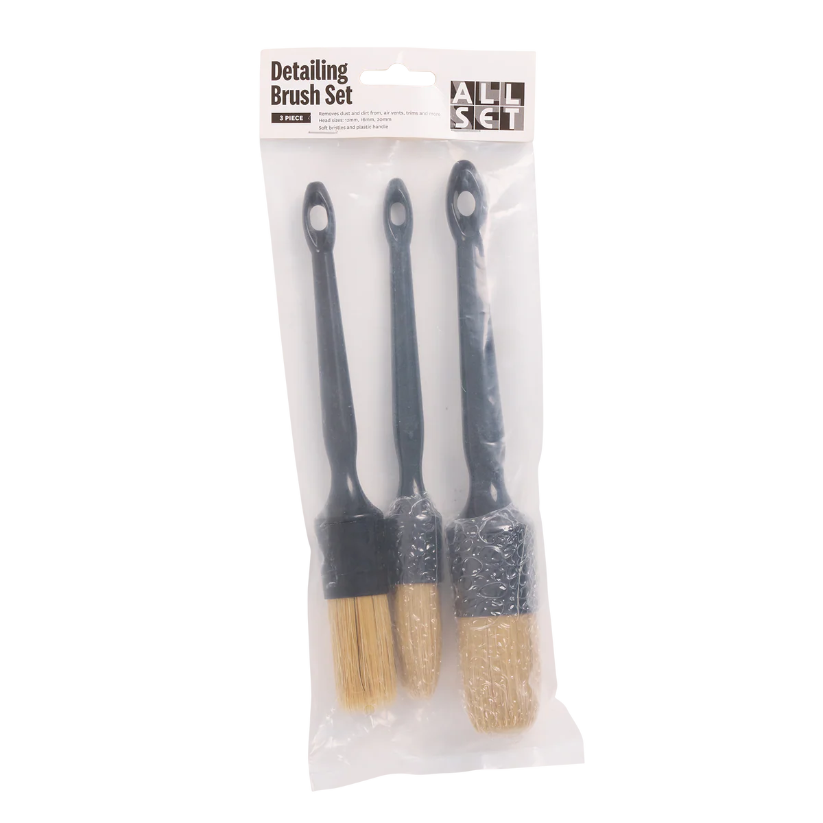 All Set 3 Piece Detailing Brush Set - 12mm 16mm 20mm - Soft Bristles - Lightweight - Image 2