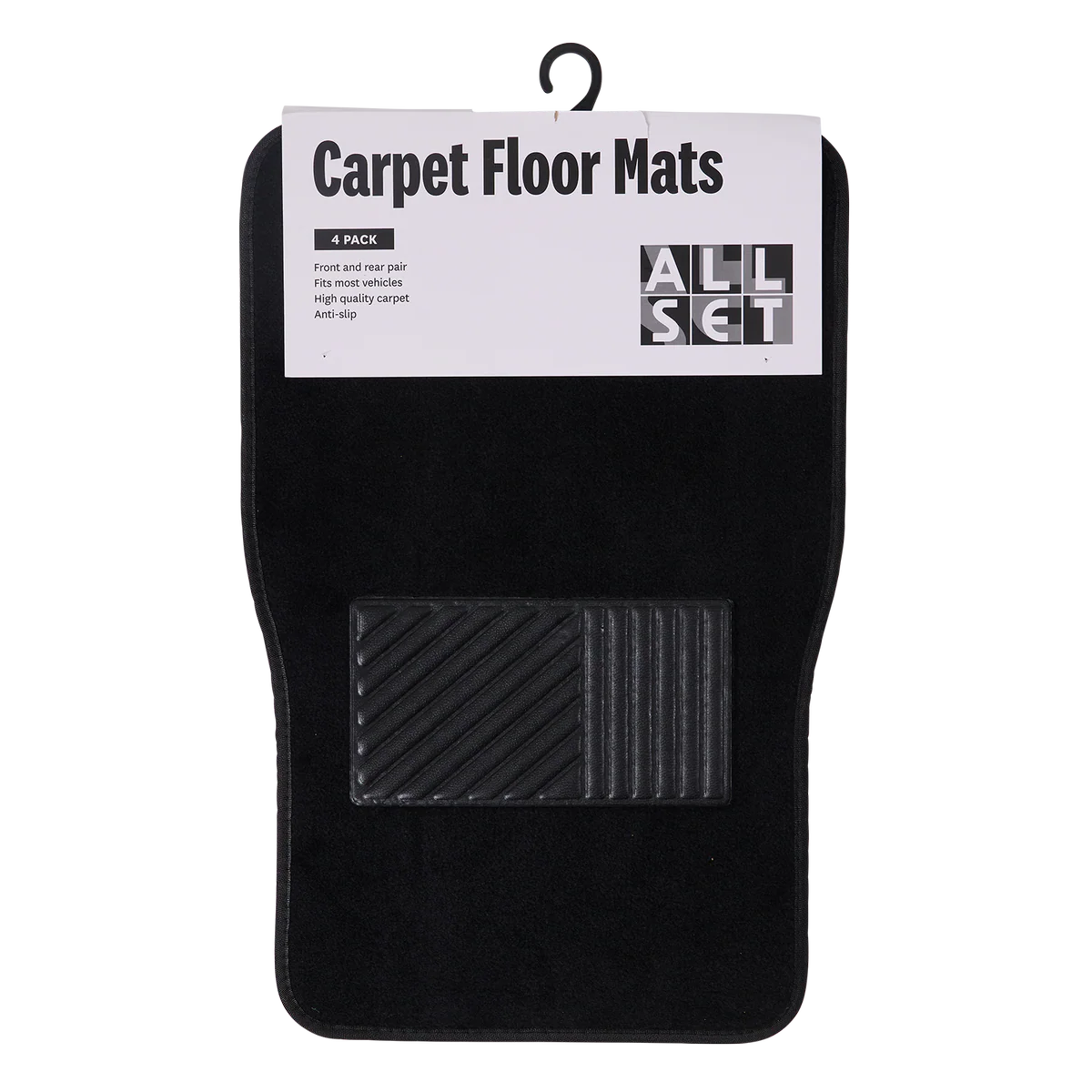 All Set Carpet Floor Mat 4 Pack - Vehicle Protection - 650mm x 435mm - Anti-Slip