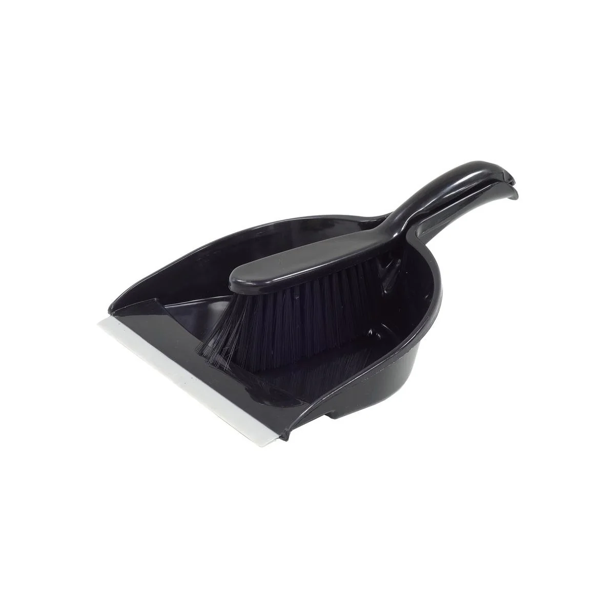 All Set Dustpan and Brush Set - Compact - Black - Soft Rubber Lip