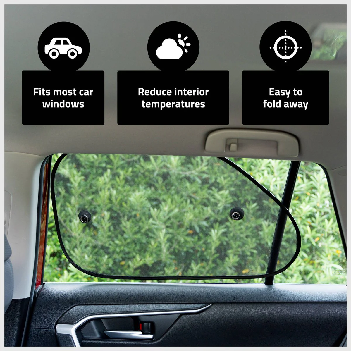 All Set Side Twist Mesh Sunshades 2 Pack - 650 x 400mm - Black - UV Protection - Image 3