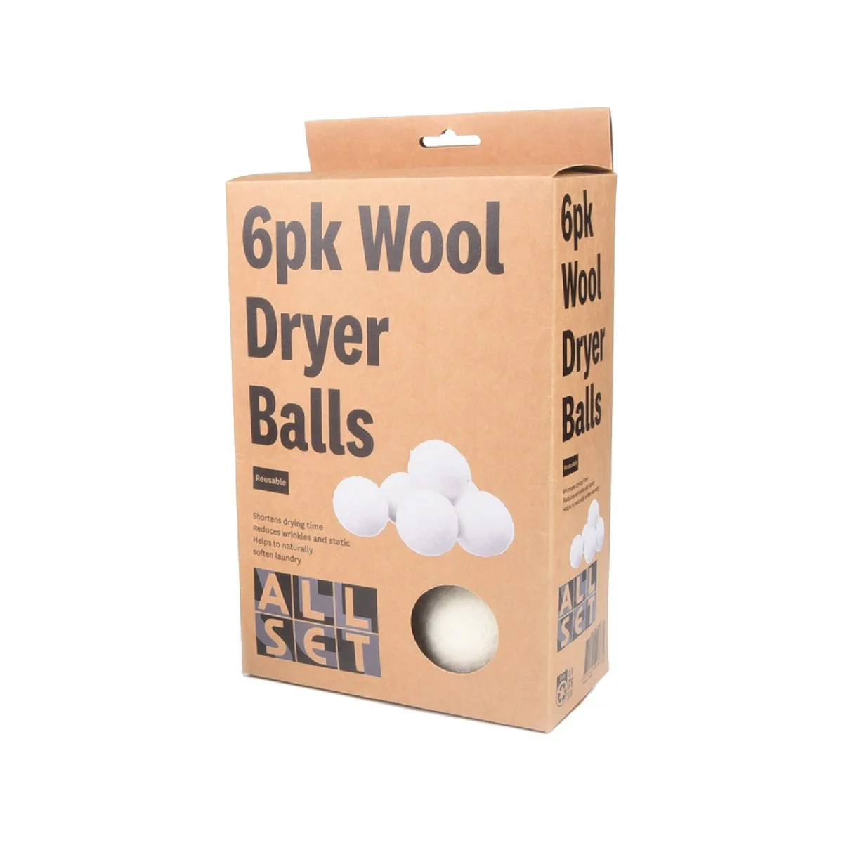 All Set Wool Dryer Balls 6 Pack - 100% Natural Wool - 70mm - Reduces Wrinkles & Static - Image 4