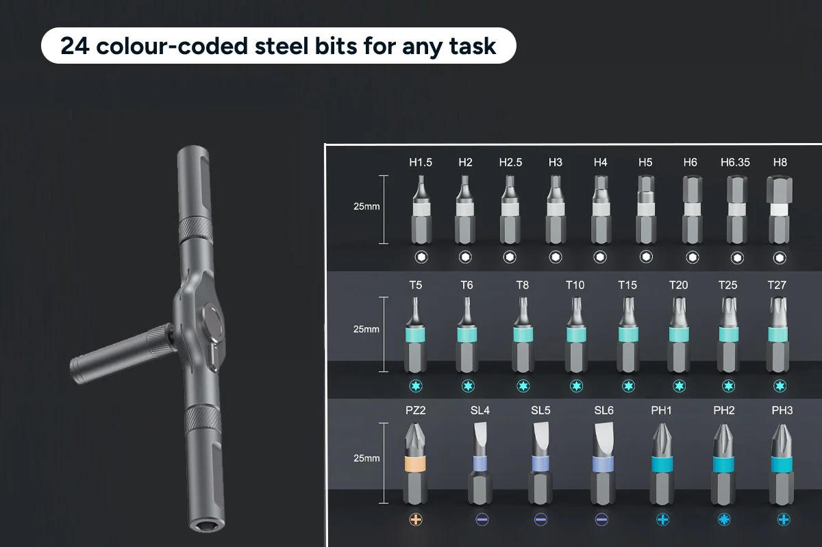Allen Key Ratchet Set - 24-in-1 S2 Steel Bits with Magnetic Holders - Image 5