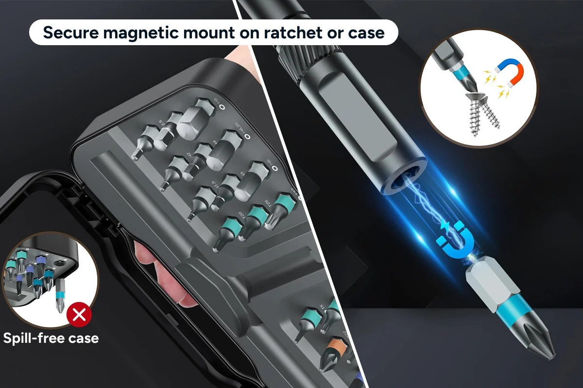 Allen Key Ratchet Set - 24-in-1 S2 Steel Bits with Magnetic Holders - Image 8