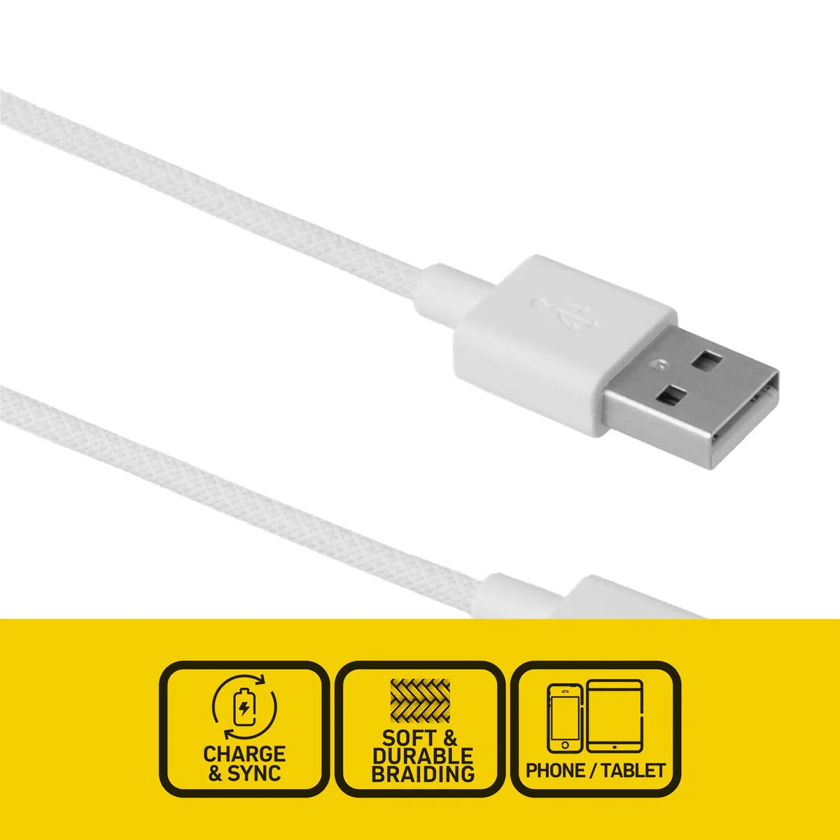 Antsig 1.2m USB-C to USB-A Cable - Durable Braided - Fast Charging - White - Image 2