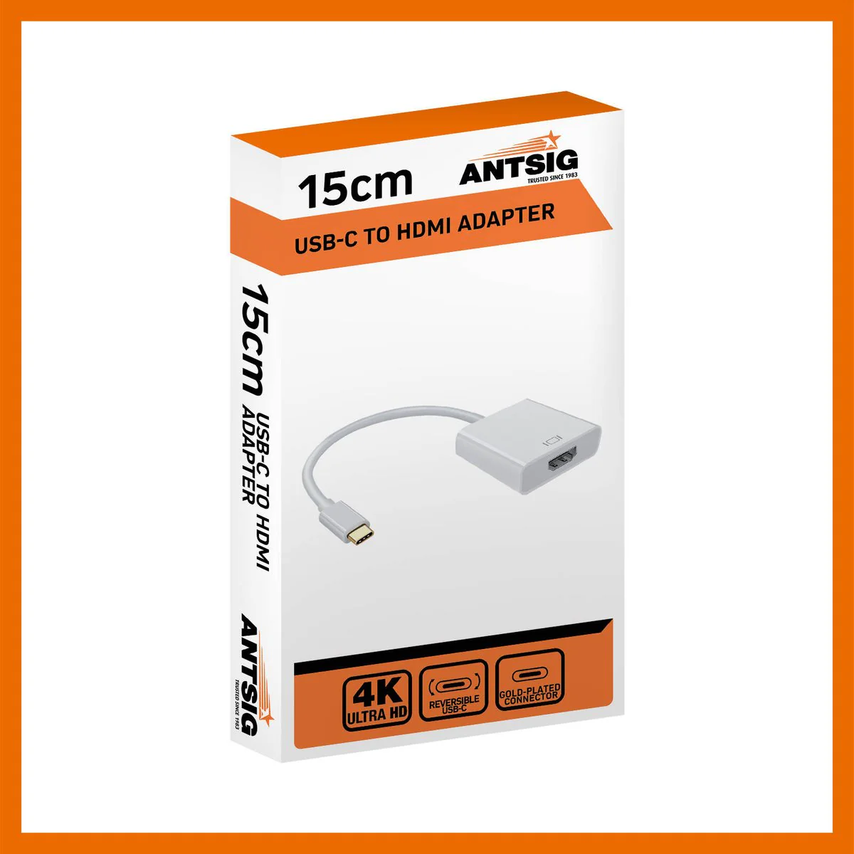 Antsig 15cm USB-C to HDMI Adapter - 4K Video - White - Plug and Play - Image 3