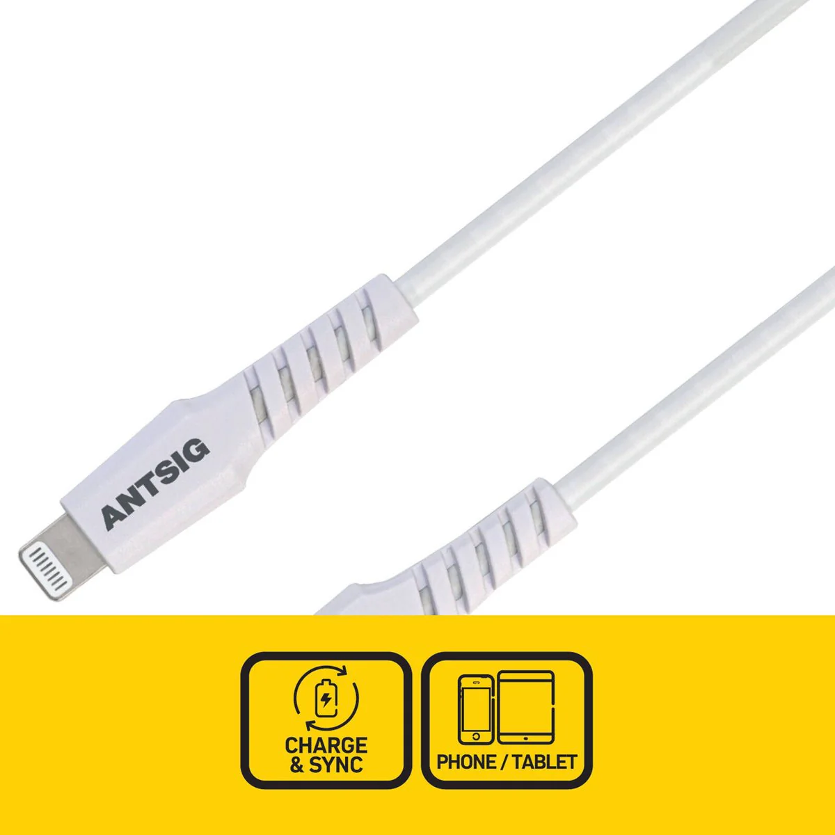 Antsig 1m USB C to Lightning Cable - White - 18W Fast Charging - Durable - Image 2