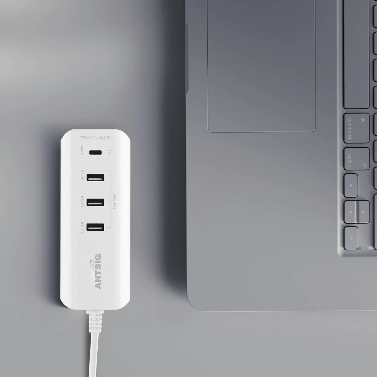 Antsig 20W Compact USB Charger - 4 Ports - 0.9m AC Cable - Portable Charging - Image 5