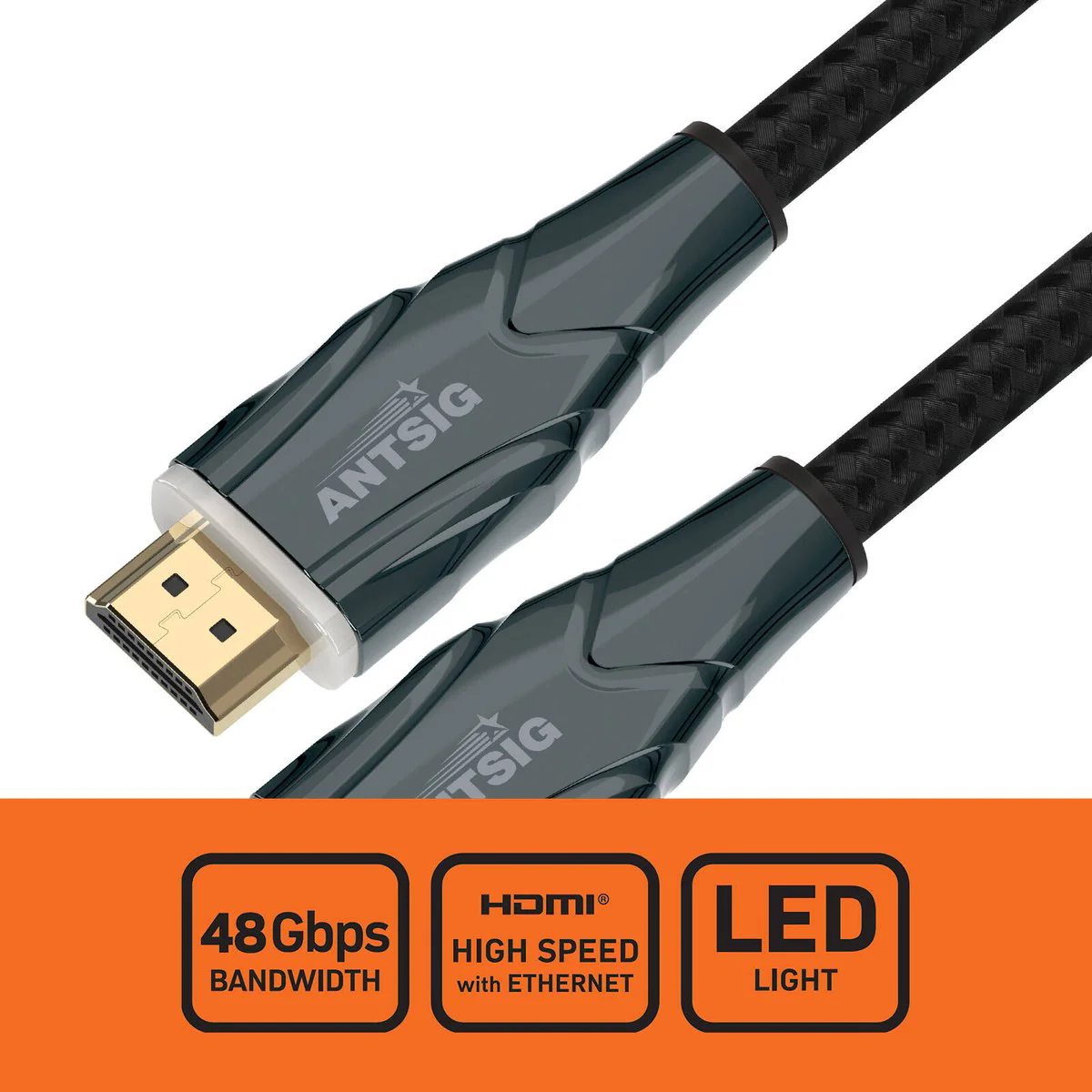 Antsig 2m Ultra 8K HDMI Lead - 8K@60Hz - Gold-Plated Connectors - Triple Shielding - Image 2