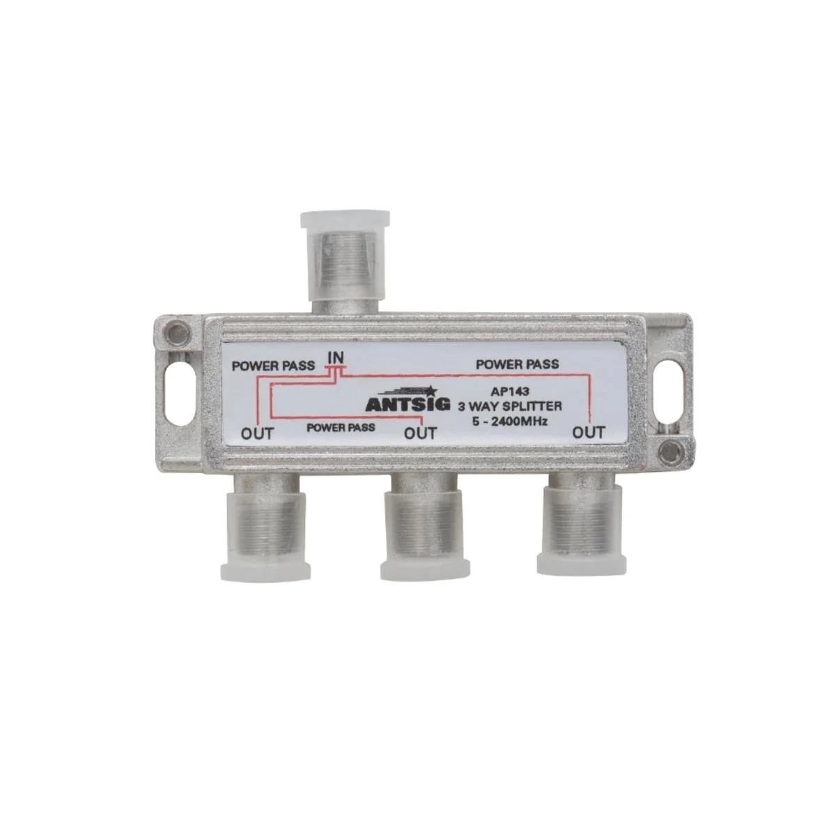 Antsig 3 Way Splitter - 5-2400MHz - Zinc/Aluminium - Indoor Use