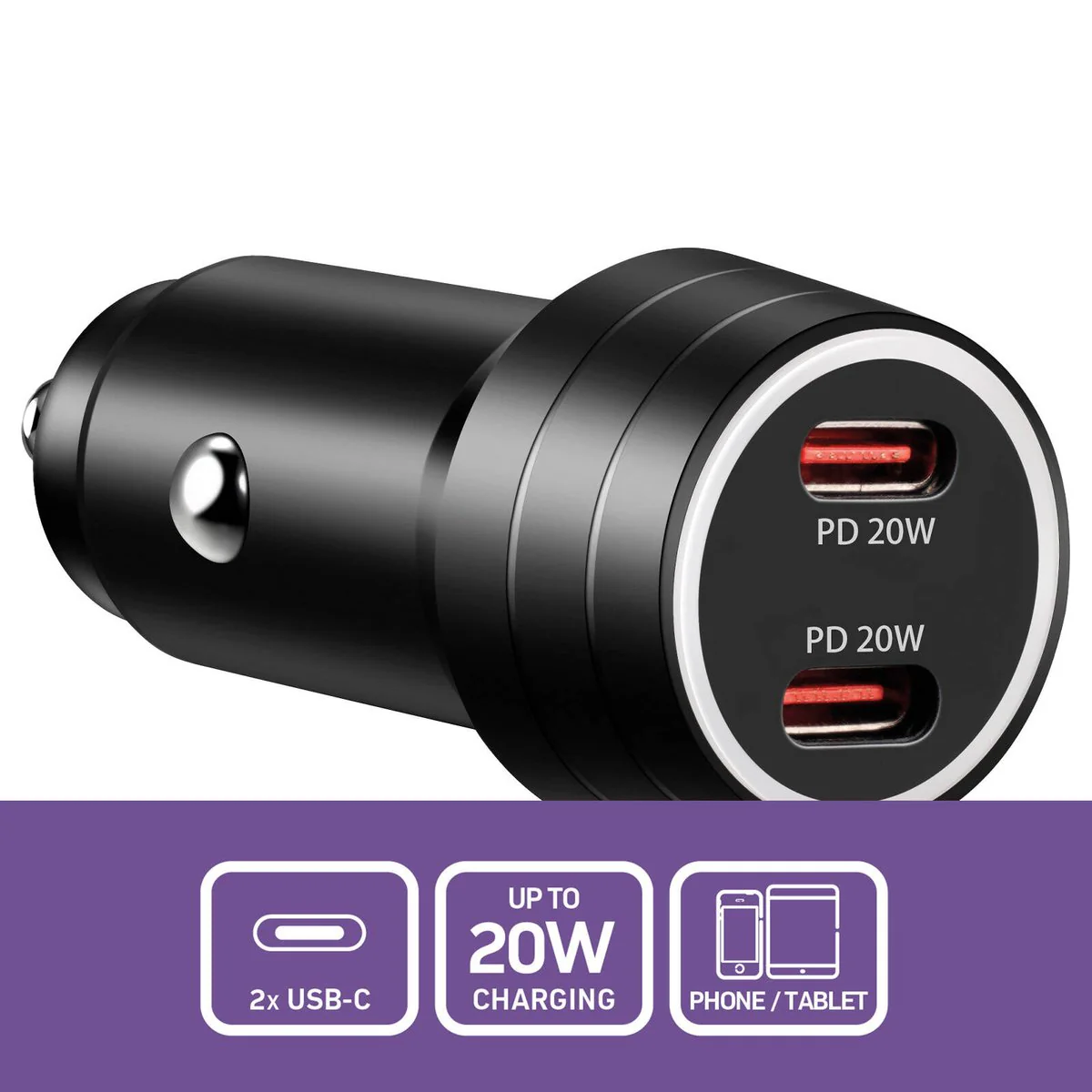 Antsig 40W 2 Port USB Car Charger - Dual USB-C - Fast Charging - Metal Housing - Image 2