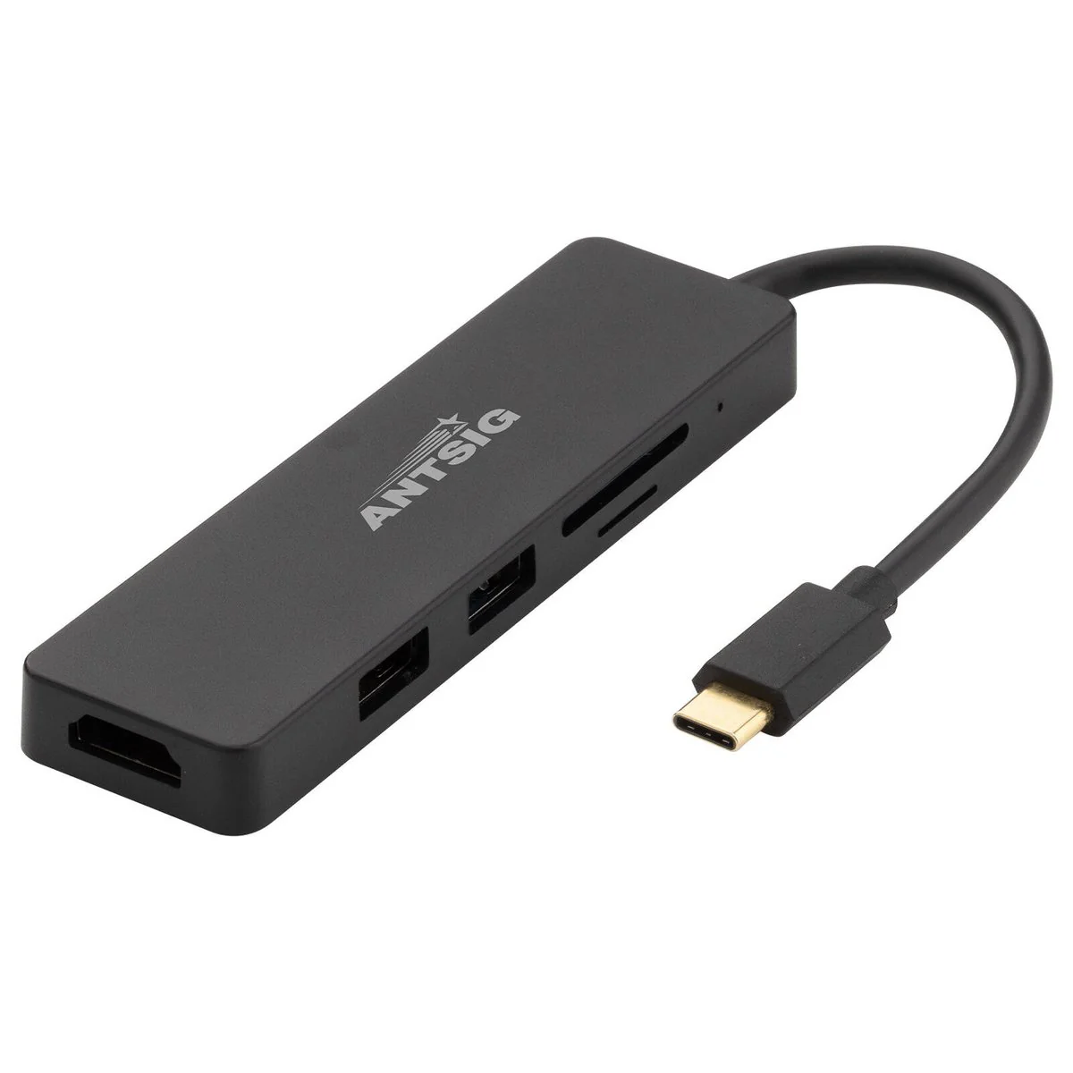 Antsig 5 in 1 USB-C Multiport Adapter - 4K HDMI - 2 USB-A Ports - Black