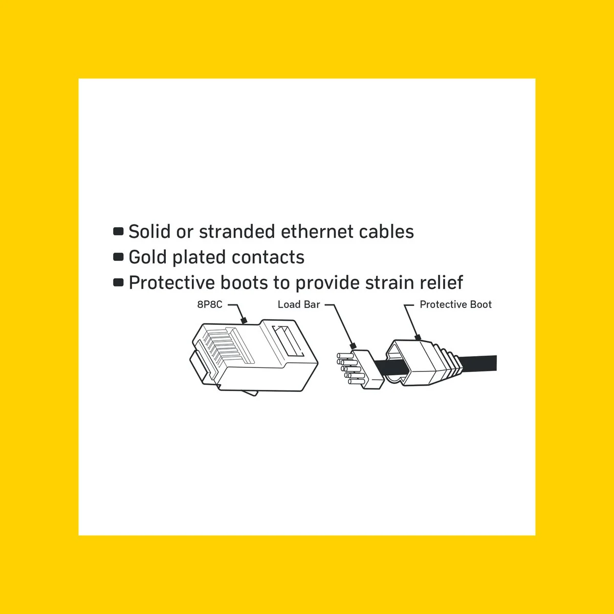 Antsig Cat6 RJ45 8P8C Plug with Boots 10 Pack - 10mm x 7mm x 20mm - White - Image 2