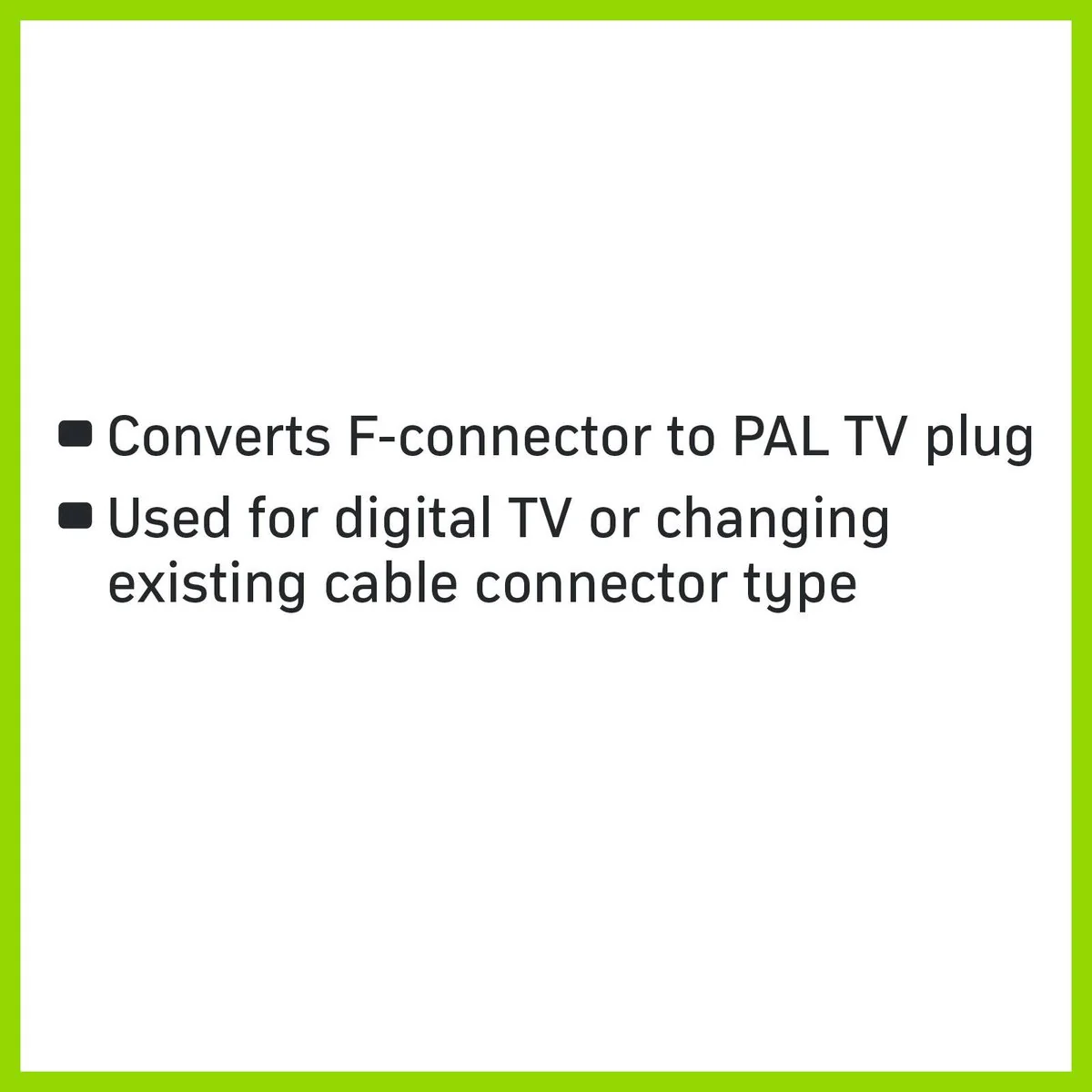 Antsig F Socket to Pal Plug - Coaxial Cable Joiner - 5mm x 27mm x 10mm - Durable - Image 3