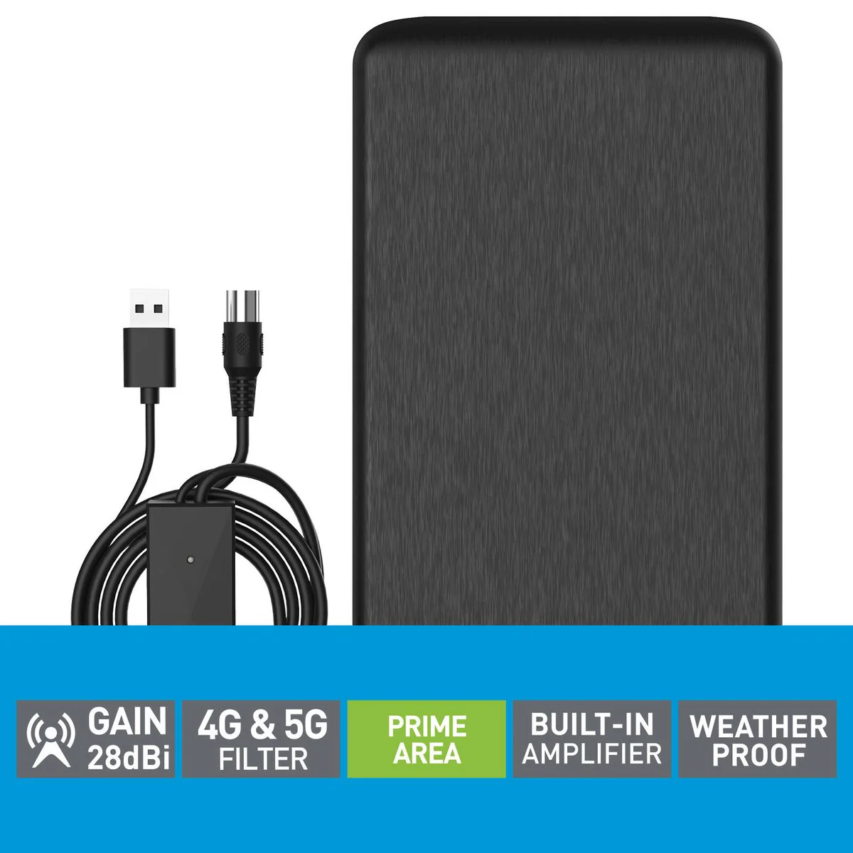 Antsig Indoor Antenna - Compact TV Antenna 130mm x 248mm - Black - 28dBi Gain - Image 2